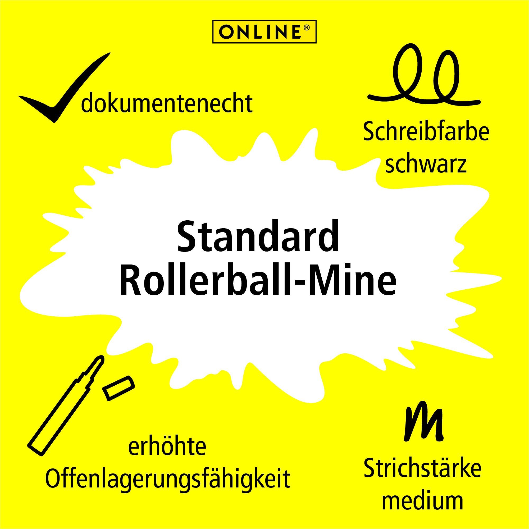 Online Pen Tintenroller Rollerball Mine, dokumentenecht, für Standard-Tintenroller, hergestellt in Deutschland