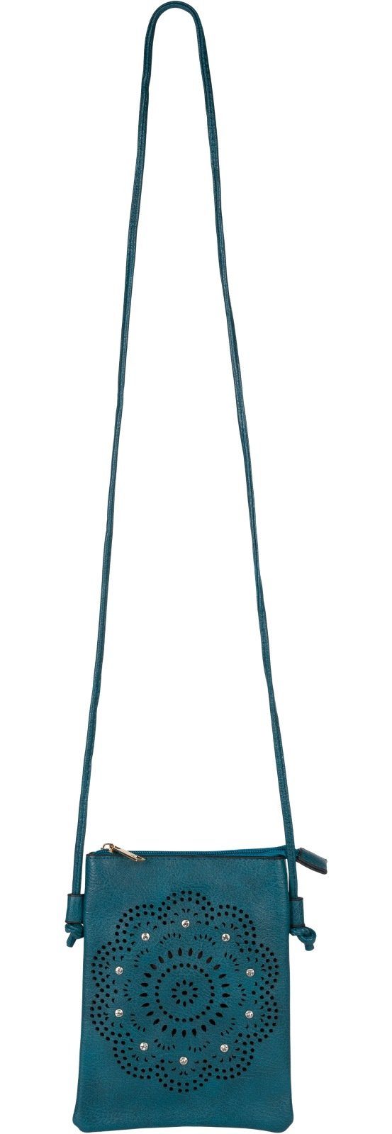 styleBREAKER Mini Bag Mini Umhängetasche Blumen Cutout und Strass (1-tlg) günstig online kaufen