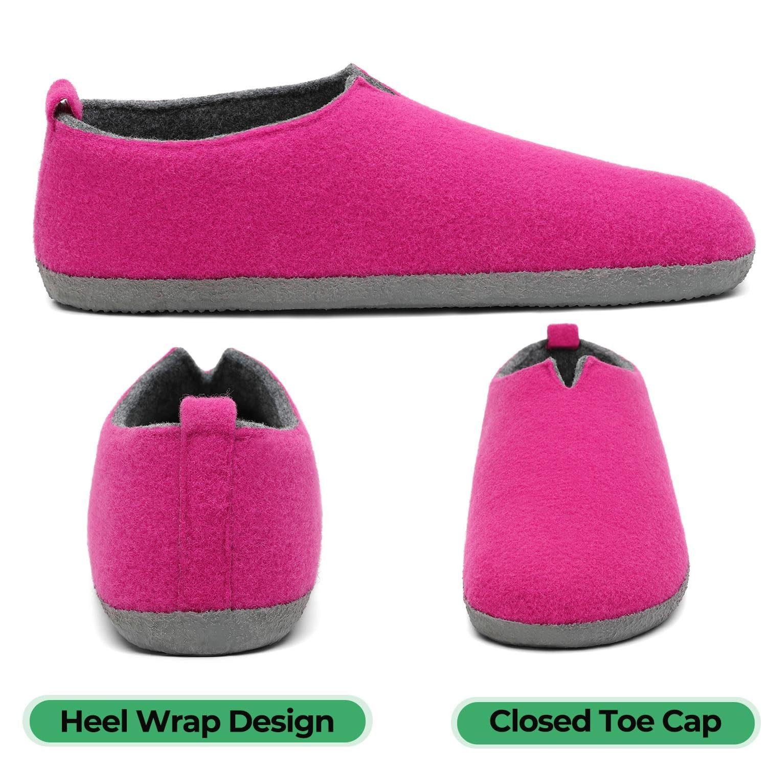 Home & Joy vegan & recycled Comfort Filz unisex Hausschuh (hohe Hüttenschuhe, Fußbett entnehmbar, weich & warm gefüttert, bequem) Pantoffeln Latschen Schlappen Slipper Pantoletten Winter rutschfest