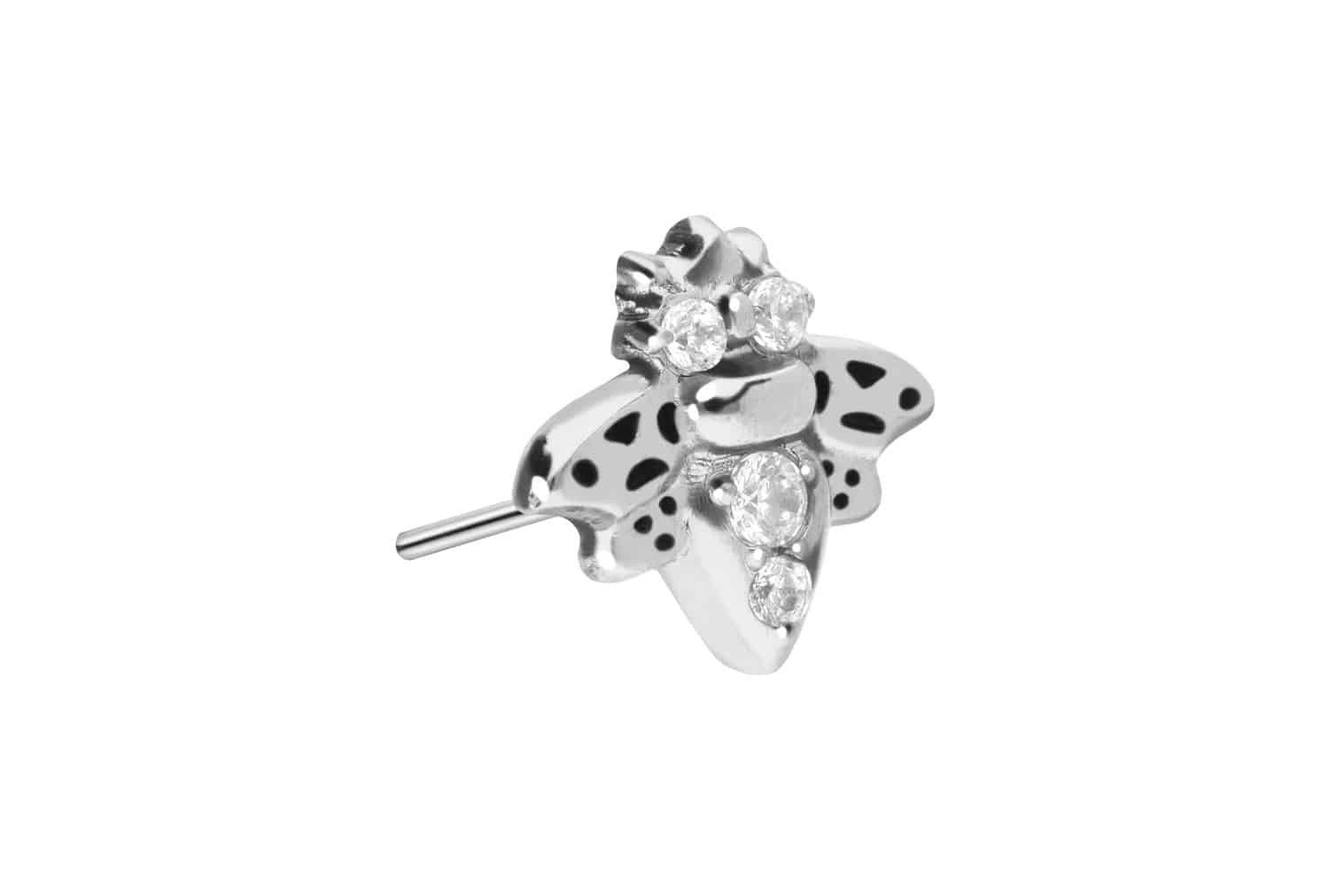 Piercing-Set Titan Aufsatz mit Push Pin BIENE + KRISTALLE