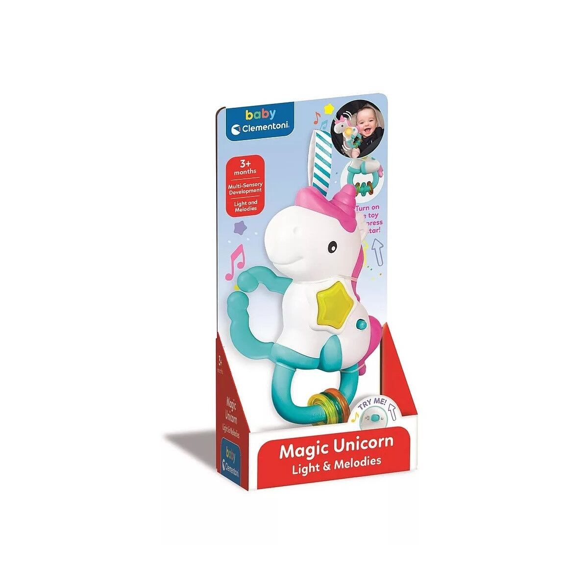 Clementoni® Lernspielzeug Einhorn Magic Baby-Rassel Clementoni