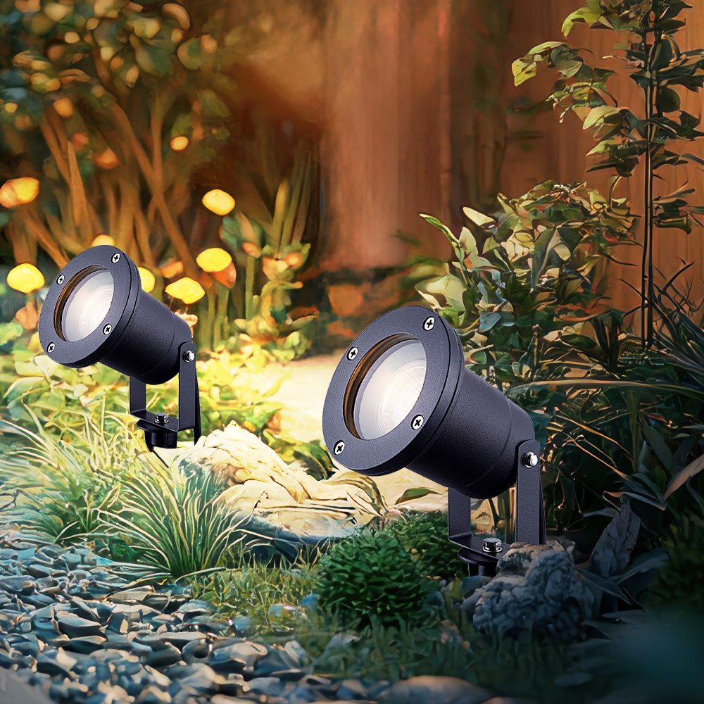 GLOBO LIGHTING Außen-Stehlampe, Leuchtmittel nicht inklusive, Steckleuchte Außenstrahler Gartenlampe schwenkbar Bodenstrahler