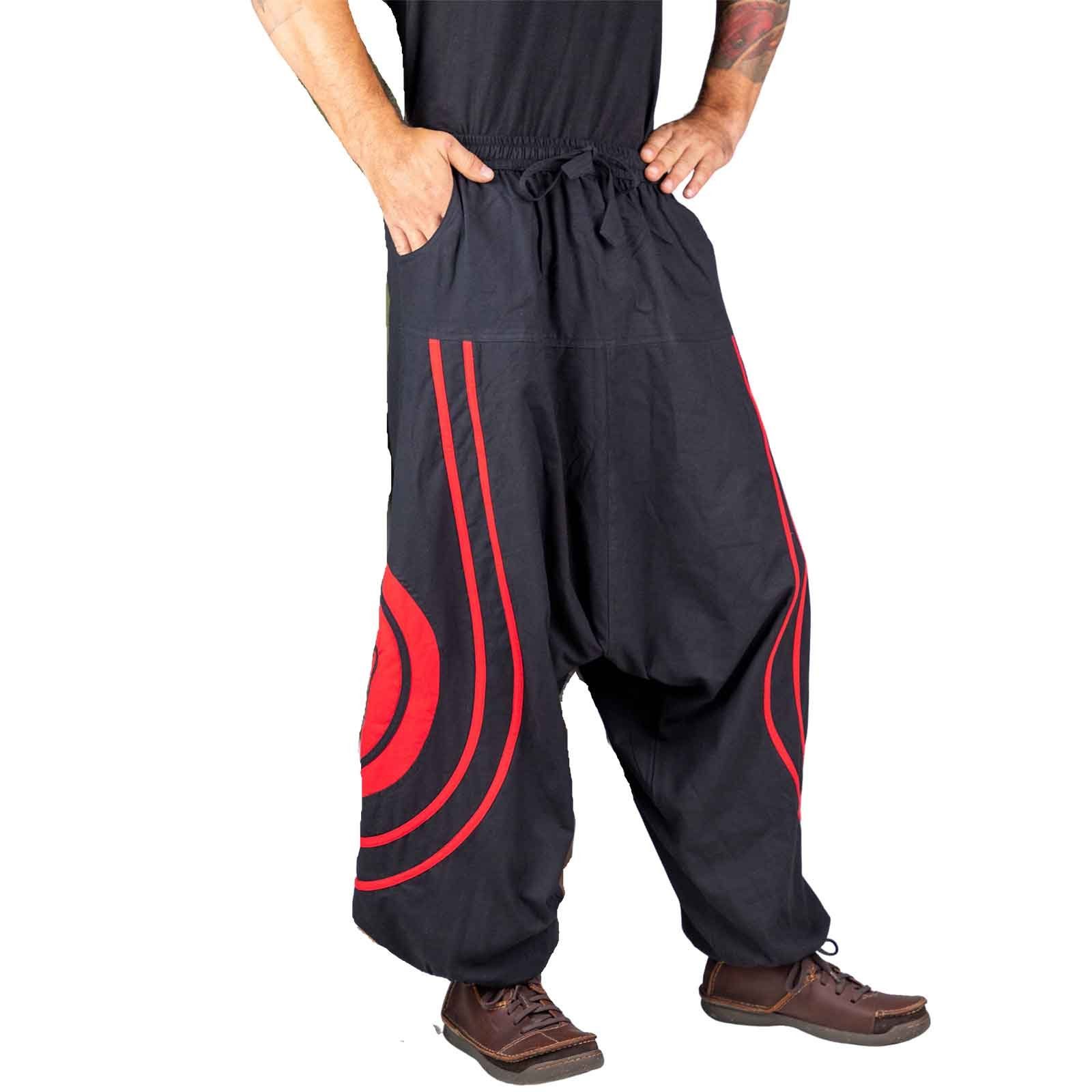 Haremshose Unisex Psy Baggy Pants Hippie Hose Baumwoll Haremshose Lebensblume OM