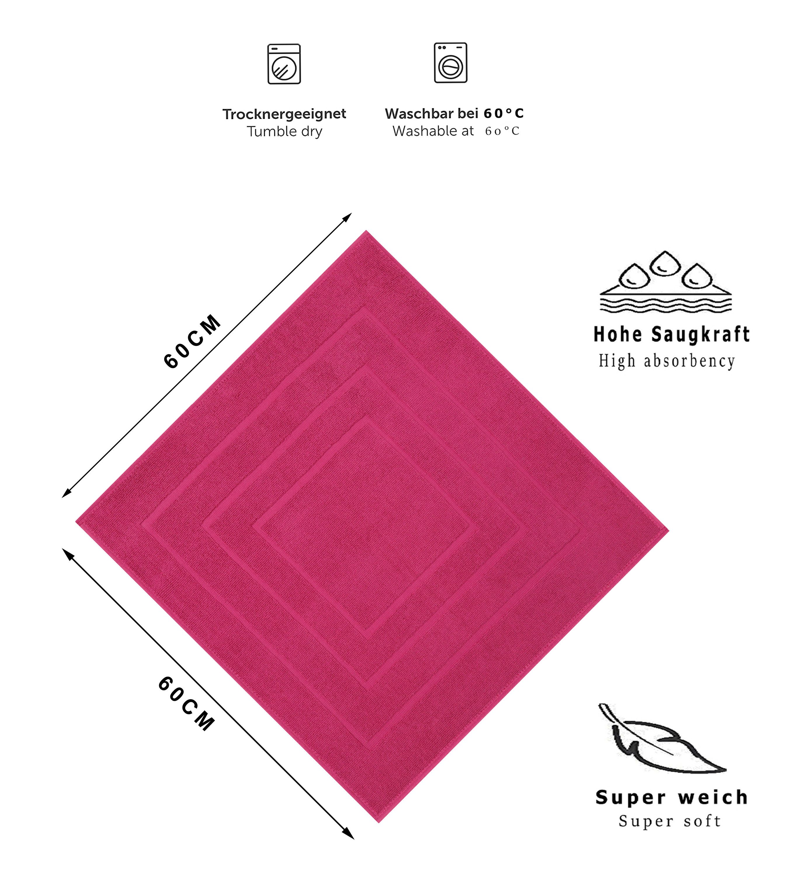 Betz Badematte Badvorleger Palermo Badteppich Duschvorlage 60 x 60 cm, schnell trocknend, beidseitig nutzbar, fußbodenheizungsgeeignet, Baumwolle, Qualität 680g – Bild 2 von 4