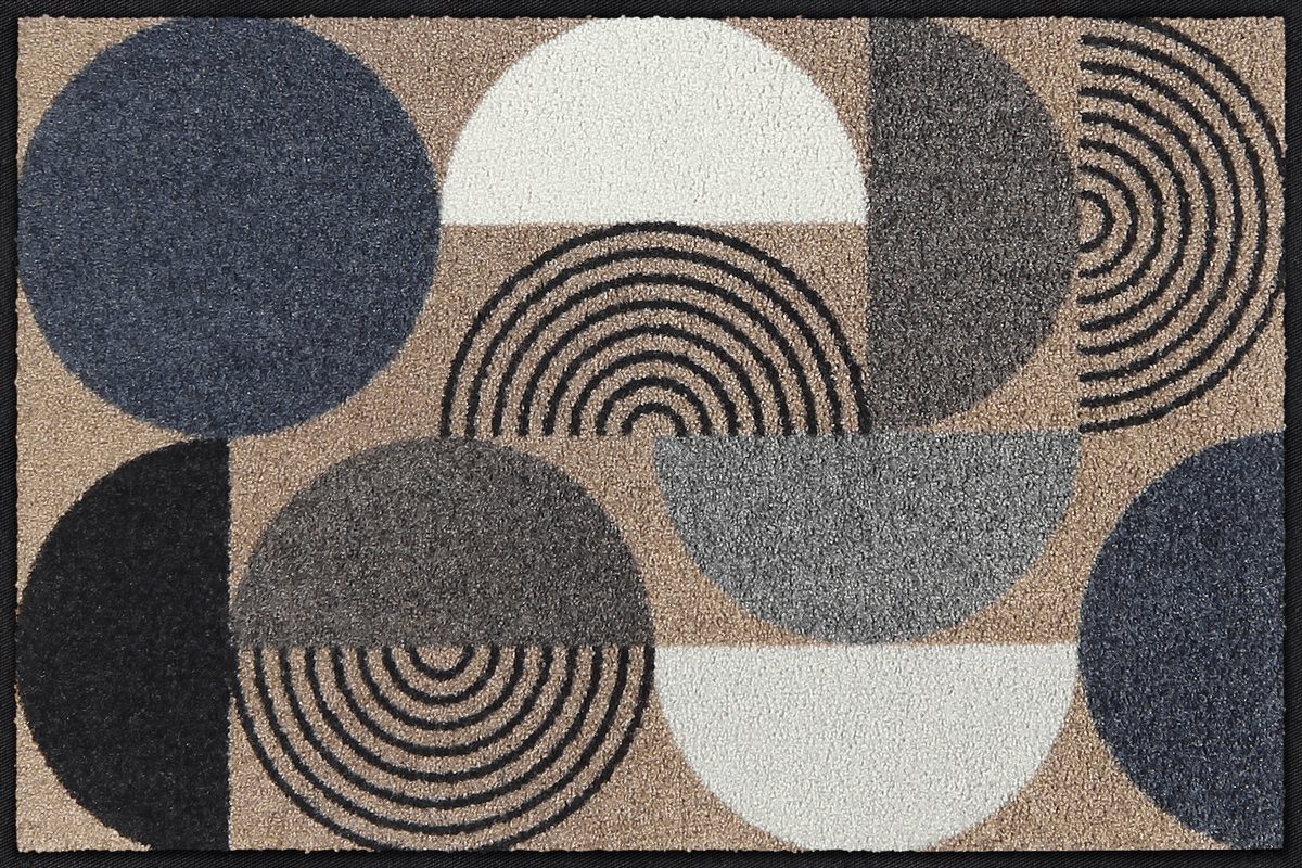 Salonloewe Fußmatte Fußmatte 50x75 Geo Rhythms beige blue, Eingangsmatte normal, Höhe: 500 mm