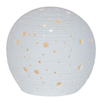 Levandeo® Nachttischlampe, Tischlampe 15cm Rund Porzellan Weiß Kugel Lampe Leuchte Tischdeko