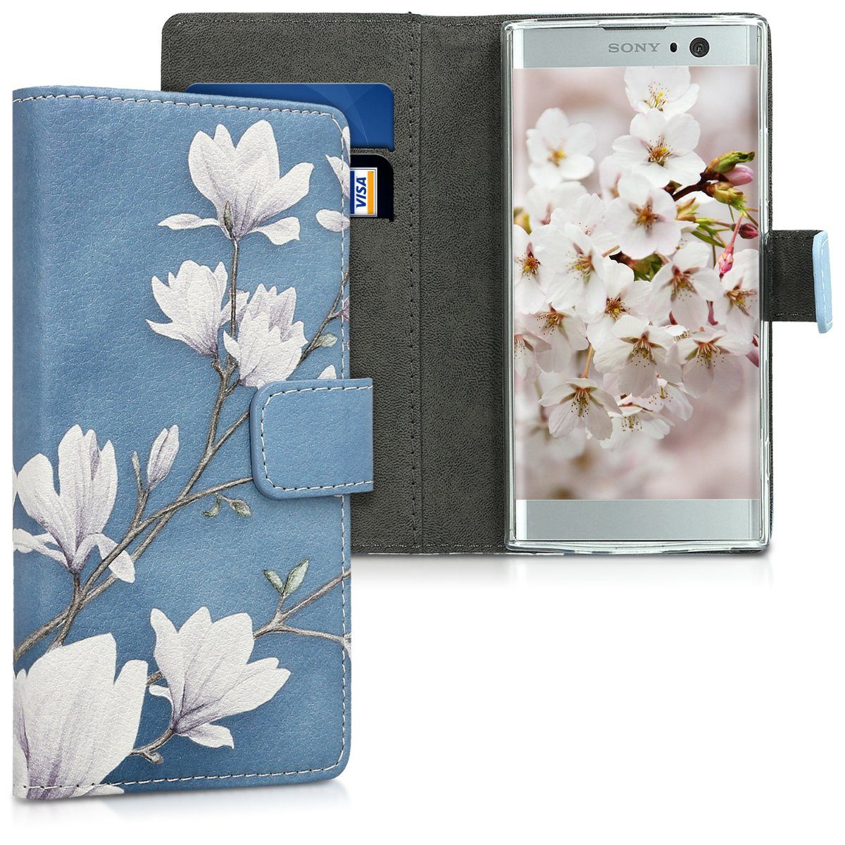 kwmobile Etui Wallet Case für Sony Xperia XA2, Hülle mit Ständer Kartenfächer - Handyhülle