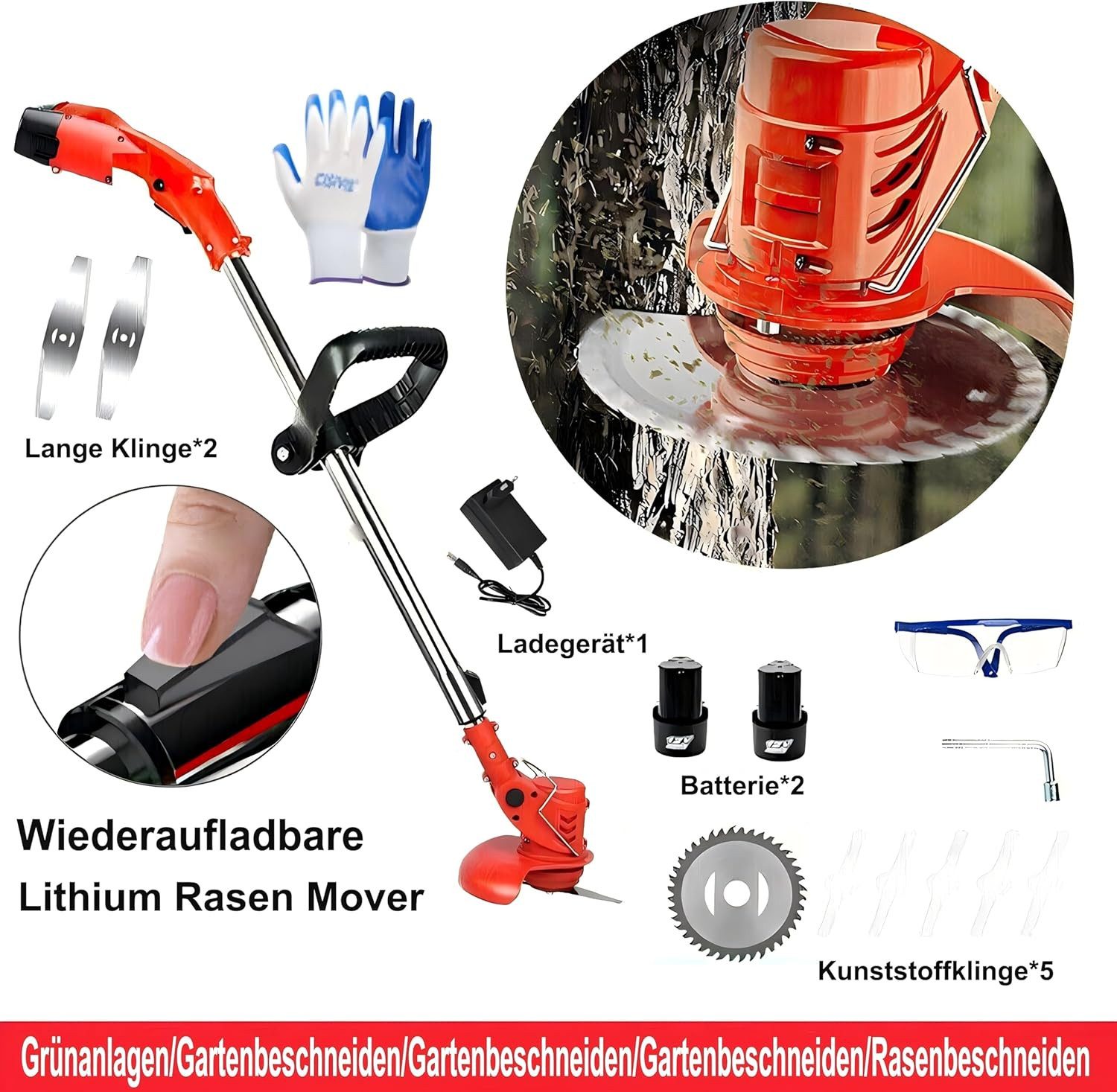 Gotagee Akku-Rasentrimmer 600W Akku Rasentrimmer Mit günstig online kaufen