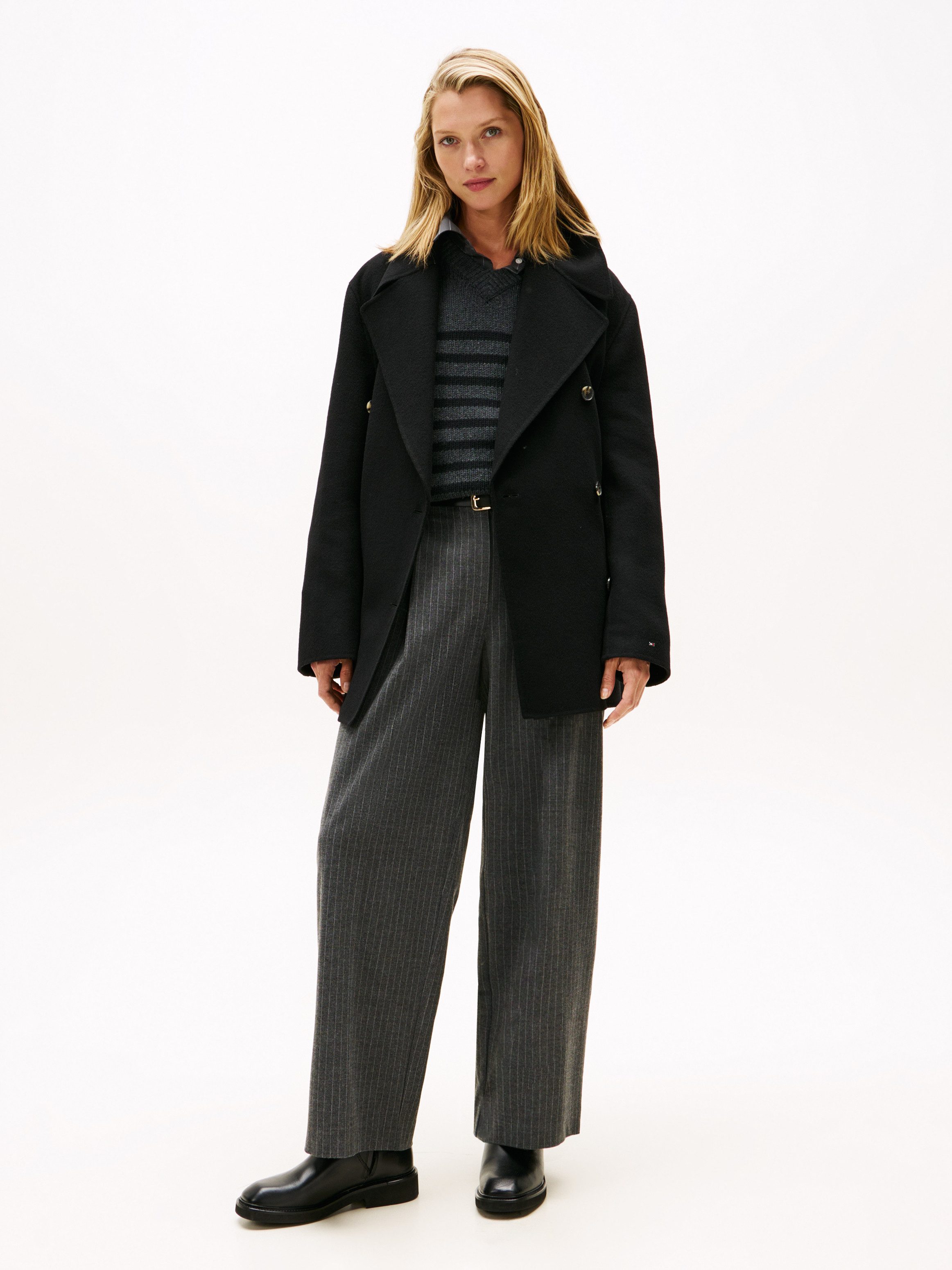 Tommy Hilfiger Kurzmantel DF WOOL BLEND REG PEACOAT mit Wolle