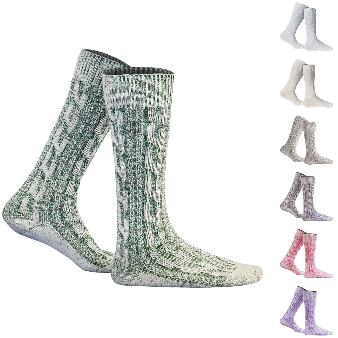 German Wear Trachtensocken GW200 Trachtensocken Strümpfe Socken 40cm Grün/Natur | Trachtensocken