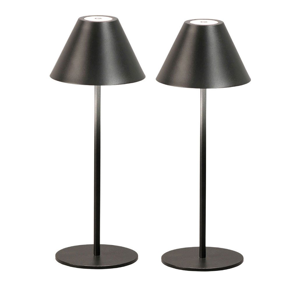 FISCHER & HONSEL Außen-Tischleuchte, LED-Leuchtmittel fest verbaut, Warmweiß, Tischlampe Außenleuchte Gartenlampe 2 Höhen Akkulampe LED 36cm 2x