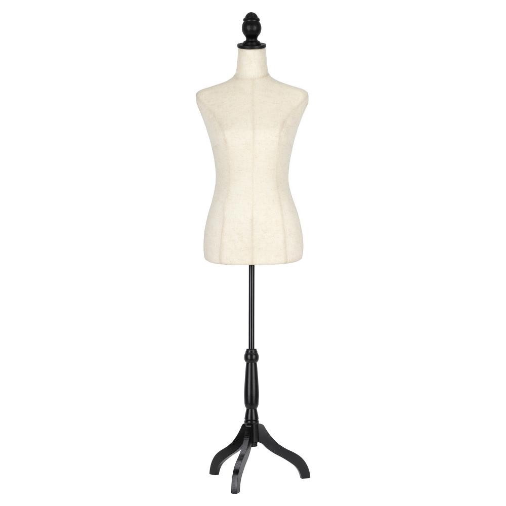 Semplix Schneiderpuppe - Torso, dekorativ mit Leinenbezug, höhenverstellbar