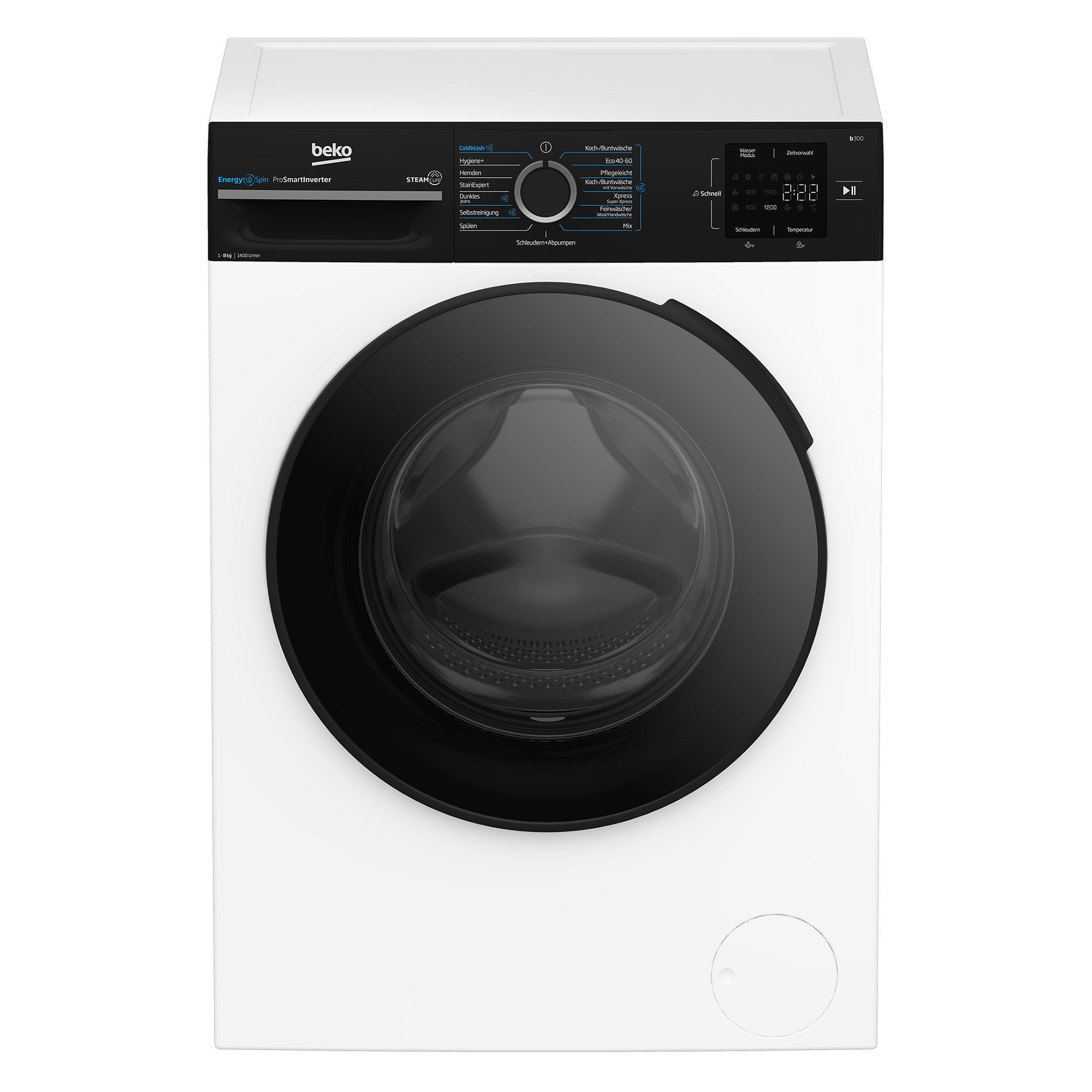 BEKO Waschmaschine BM3WFU3841R, 8 kg, 1400 U/min, AddXtra Nachlegefunktion, Hygiene+ (allergikergeeignet), Coldwash