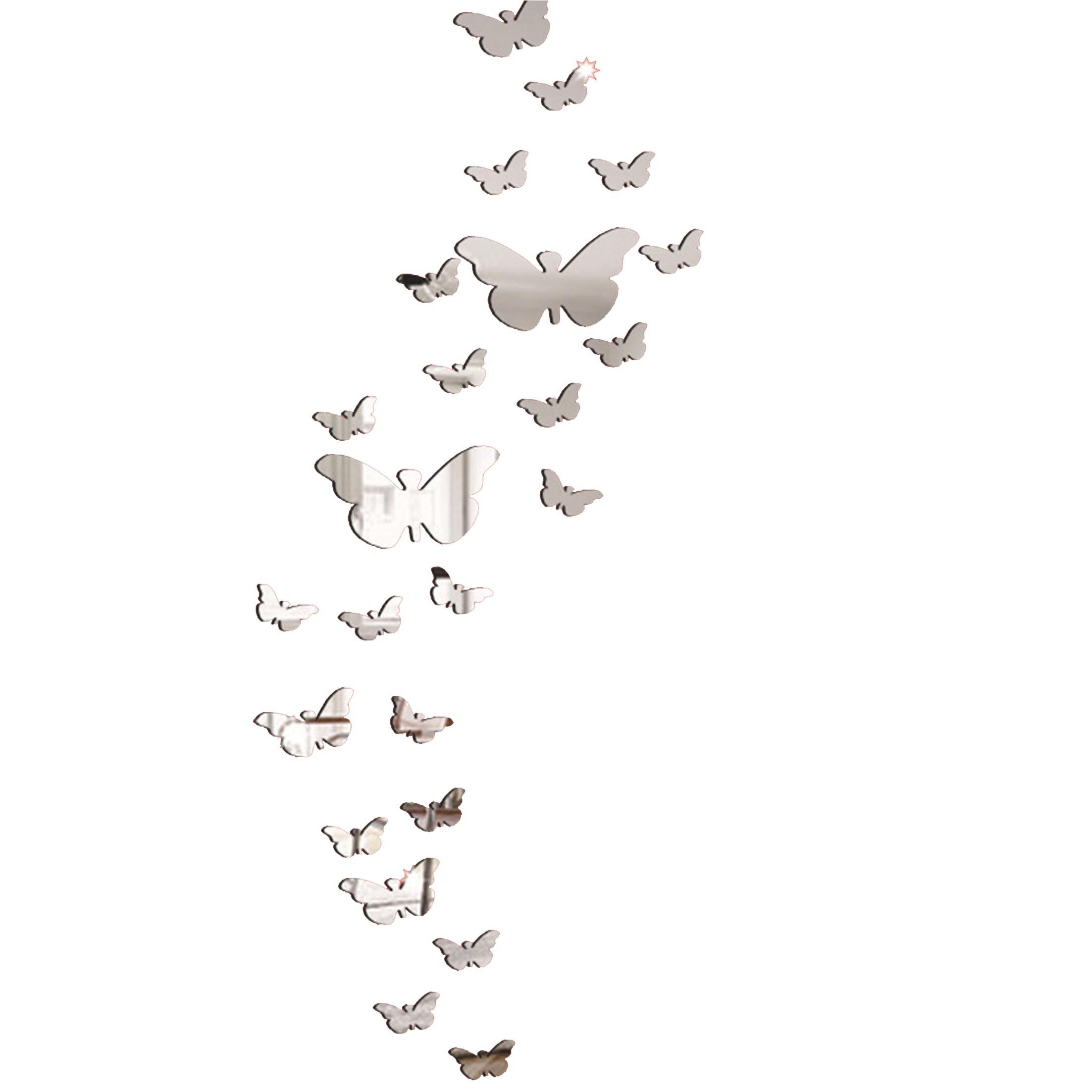 KINSI 3D-Wandtattoo 25 pcs Schmetterling Spiegel Aufkleber,Spiegeltapete,3D günstig online kaufen
