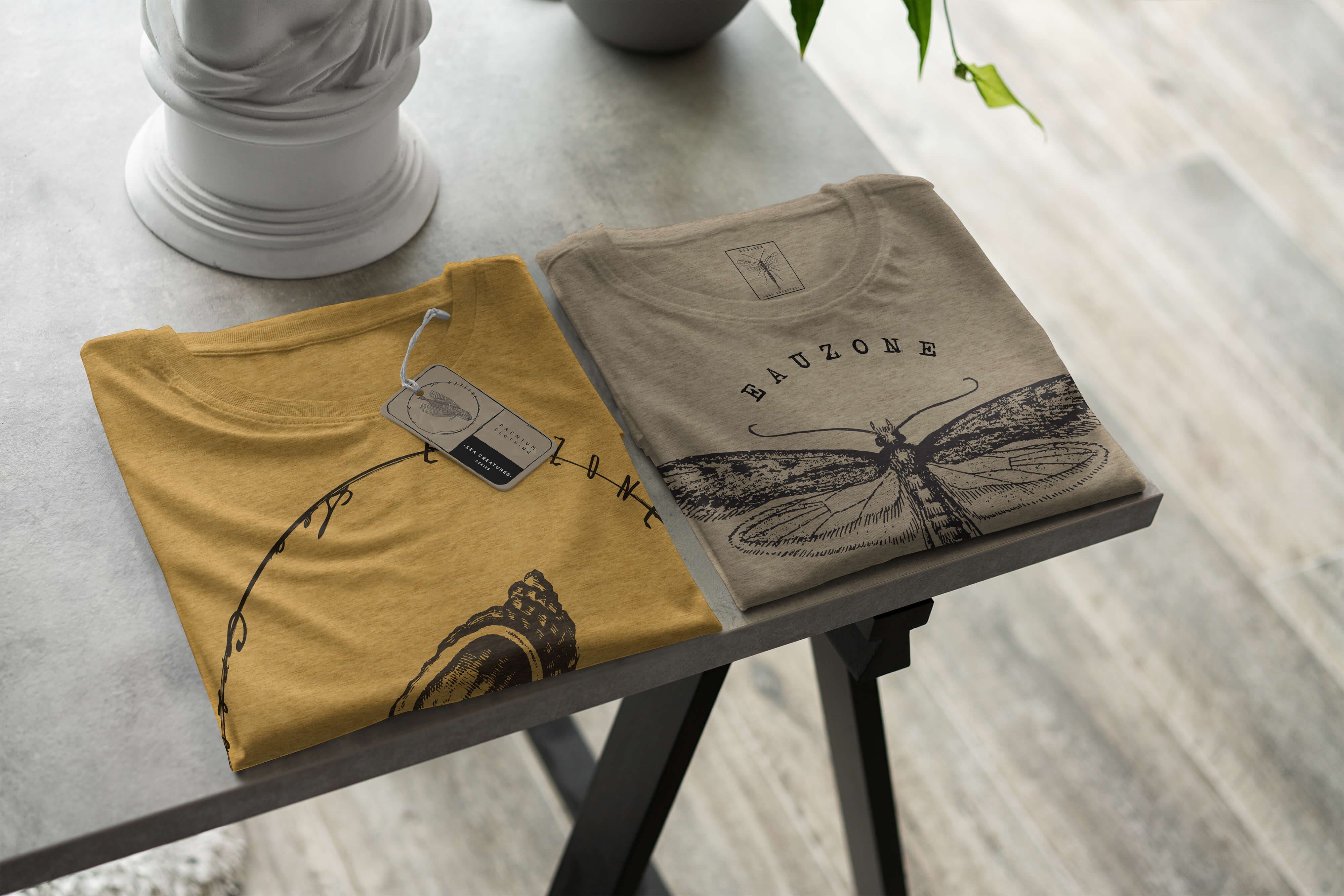 Sinus Art T-Shirt Creatures, Fische Antique - Sea / Serie: Tiefsee sportlicher und Schnitt T-Shirt Struktur 007 Sea feine Gold