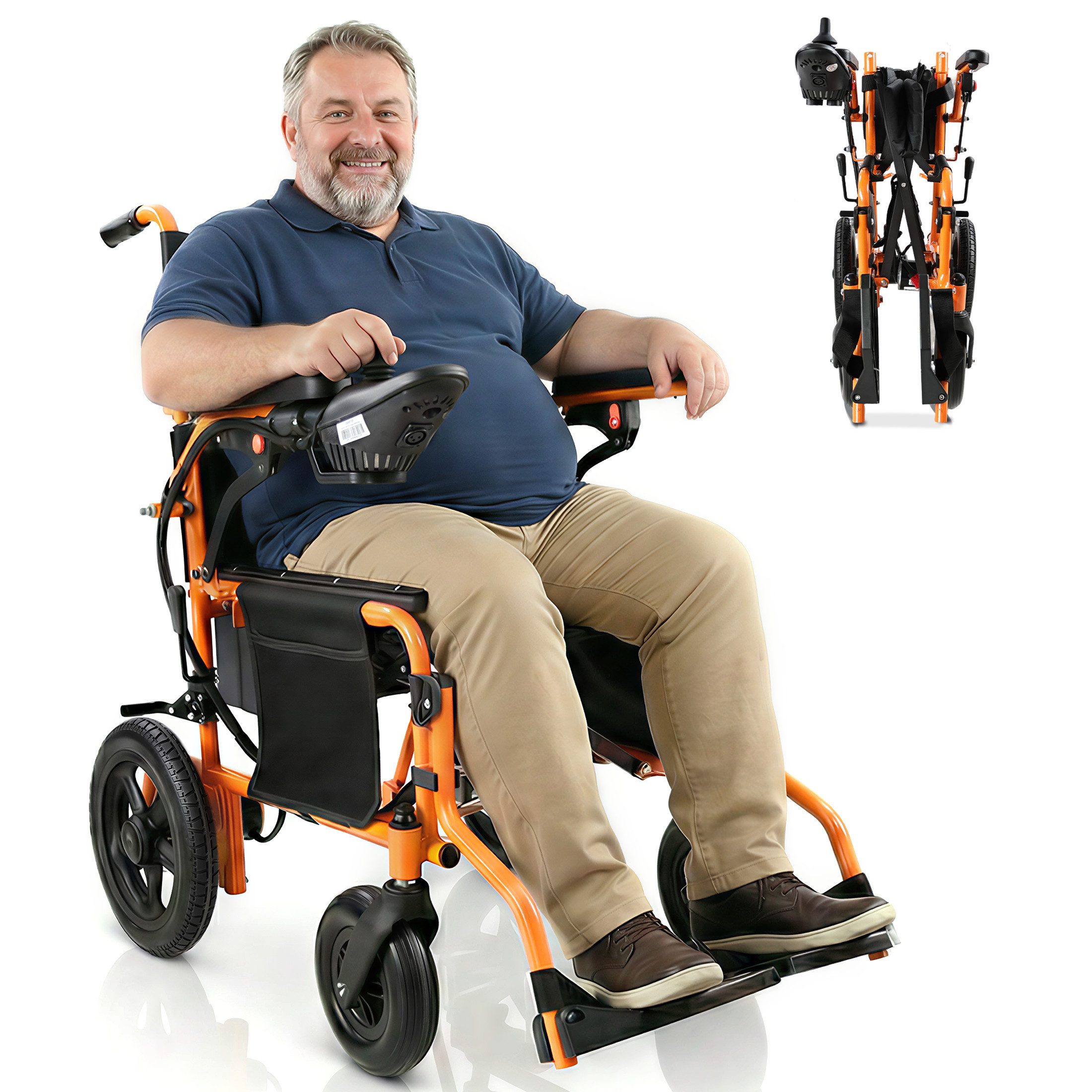 Vankel Elektrorollstuhl Elektrisch Faltbar Leicht bis 150KG 25 km seniorenmobil Sitz erweitert, 2x250W, 6,00 km/h E-Rollstuhl