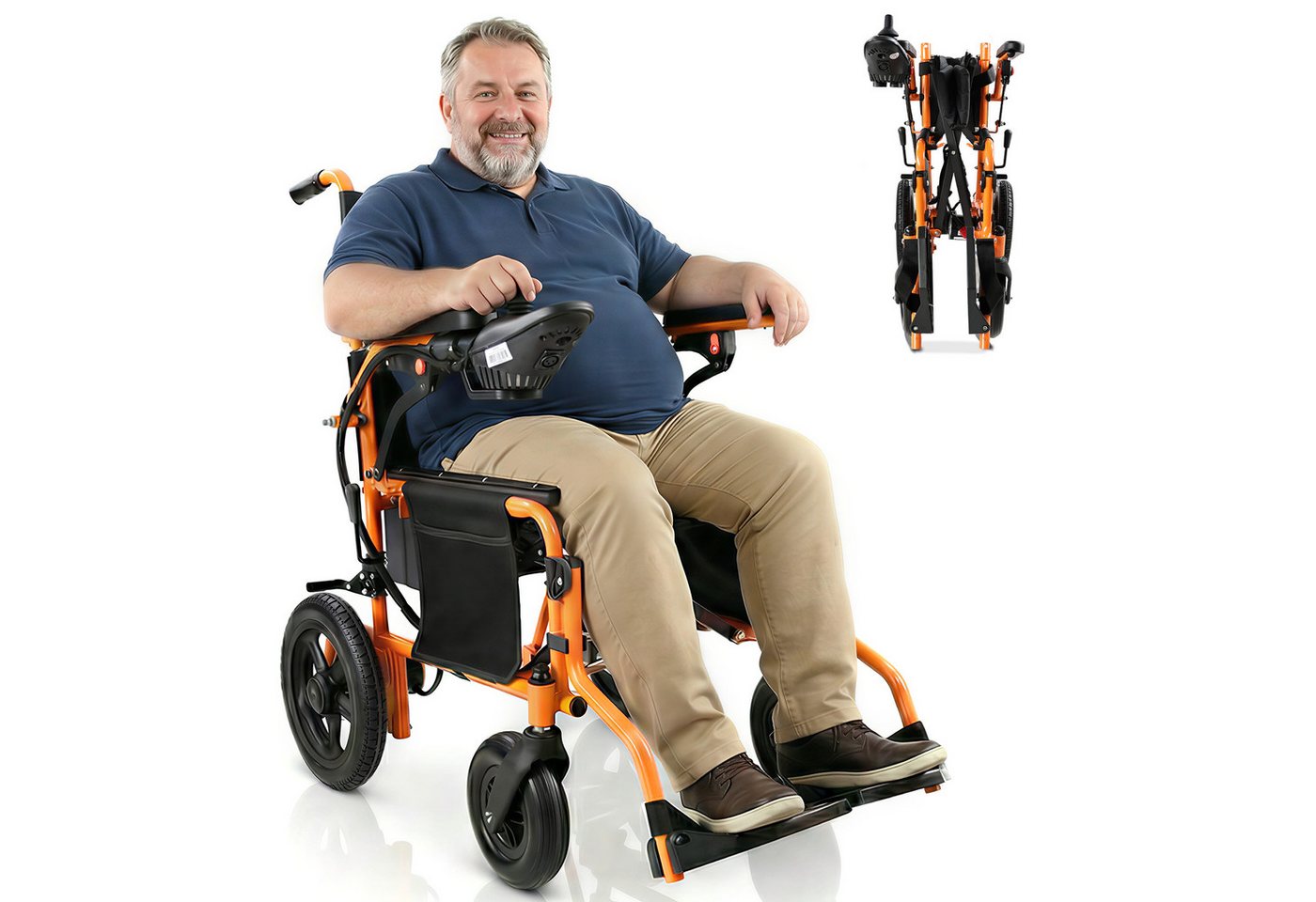 Vankel Elektrorollstuhl klappbar leicht elektr. Rollstuhl 500W, max.24 km max.150 kg, mit 360°-Joystick, 12° Steigfähigkeit & Anti-Kipp-Rädern