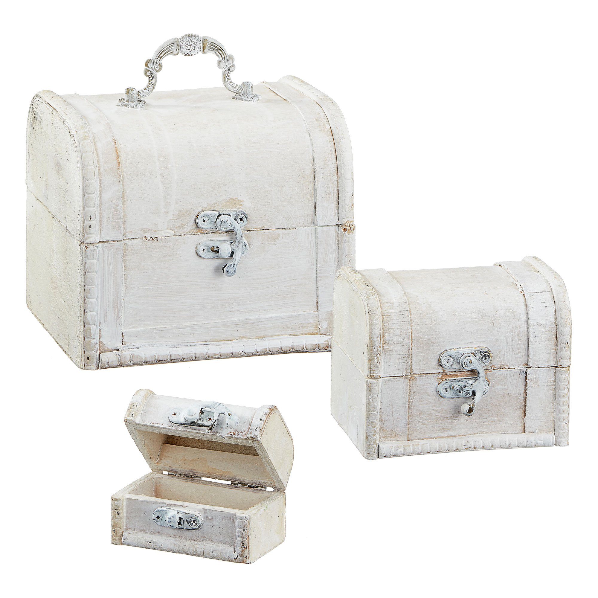 CEPEWA Truhe Truhenset mit Henkeln 3er weiß Kisten 3 Größen Truhen Schatzki günstig online kaufen