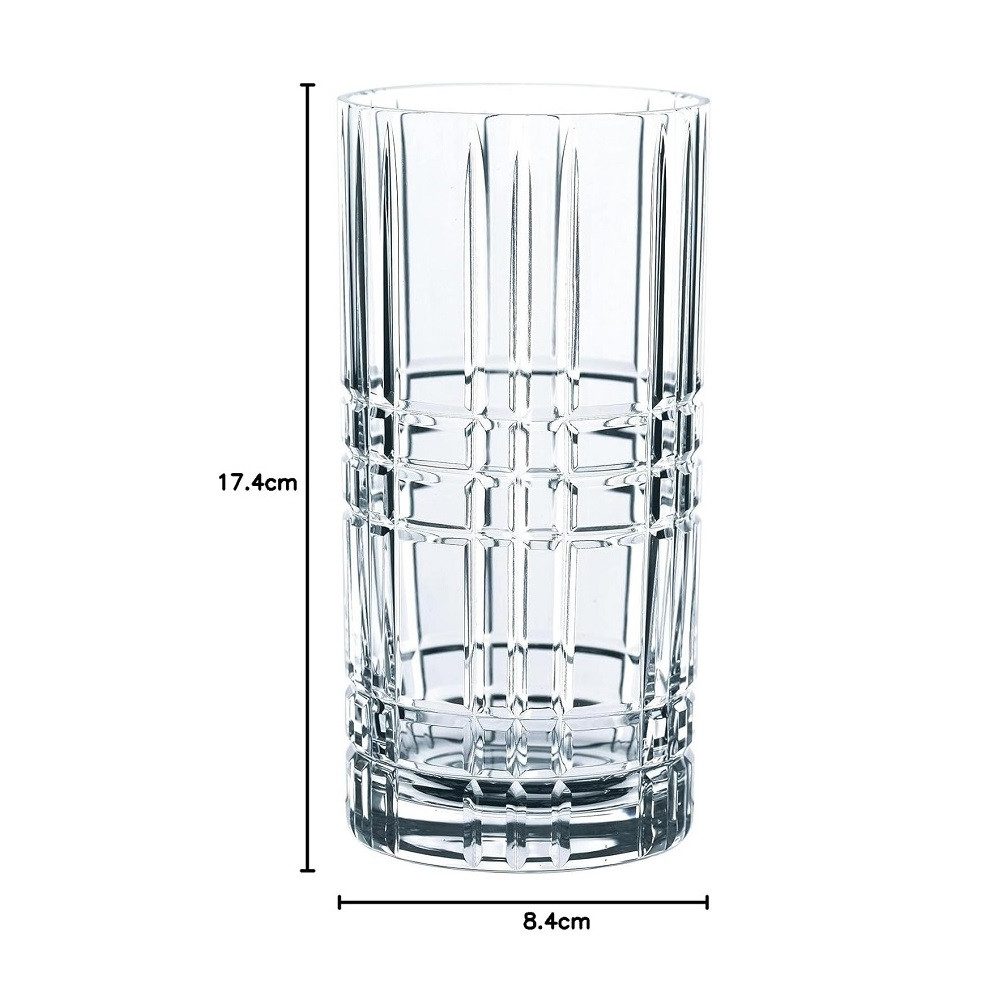 Nachtmann Longdrinkglas Nachtmann Square Longdrink 445ml 4er Set + Trinkhalme, Kristallglas