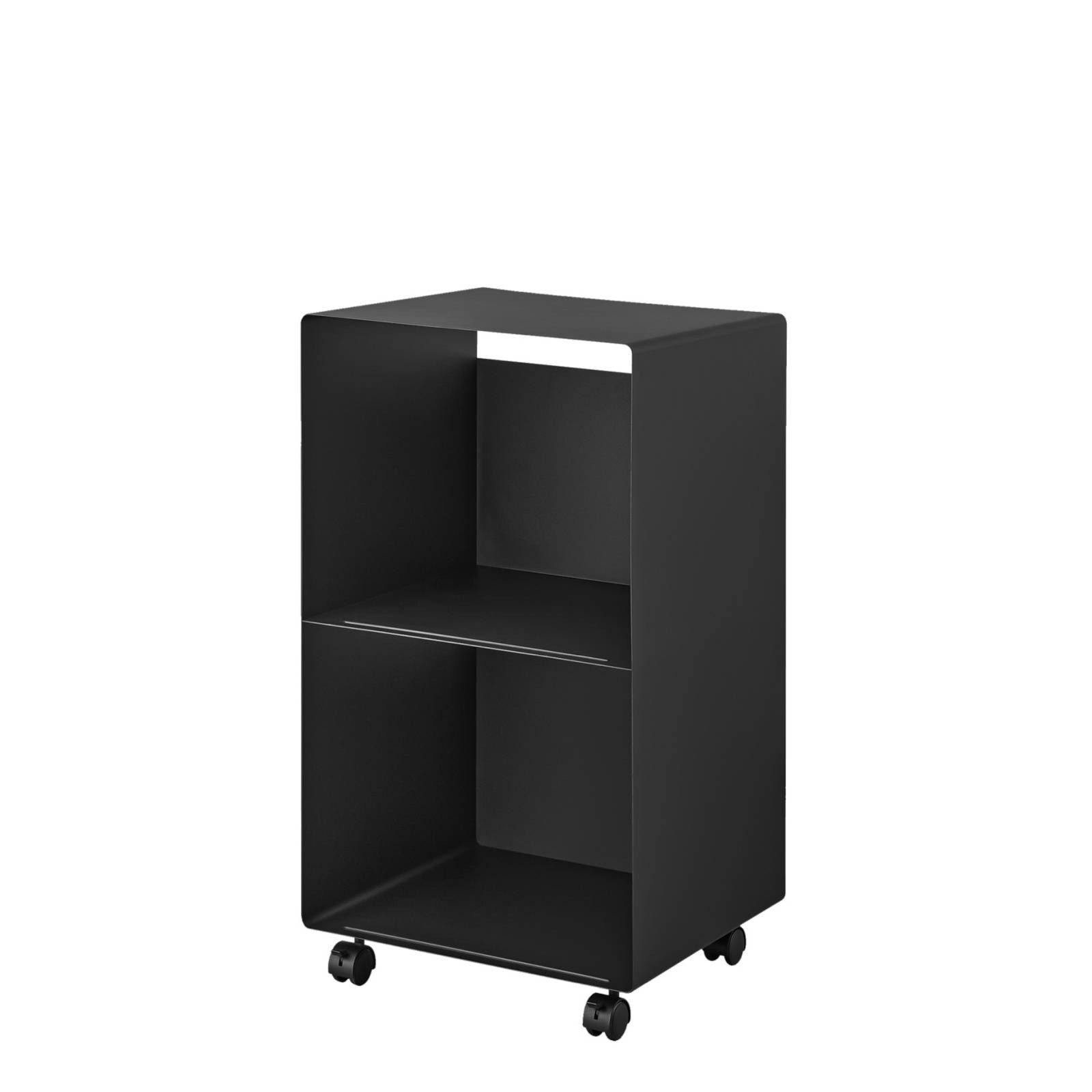 Yamazaki Regal Tower Schallplattenregal 2 Ebenen Metall Aufbewahrung Ständer, - 1-tlg., 2 Ebenen, 4 Rollen, Stellfläche für das Cover der aufgelegten Platte