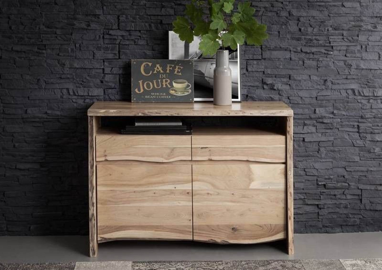 Massivmoebel24 Sideboard PURE ACACIA (Massivholz), Sideboard Akazie 131x45x96 natur lackiert PURE ACACIA #103