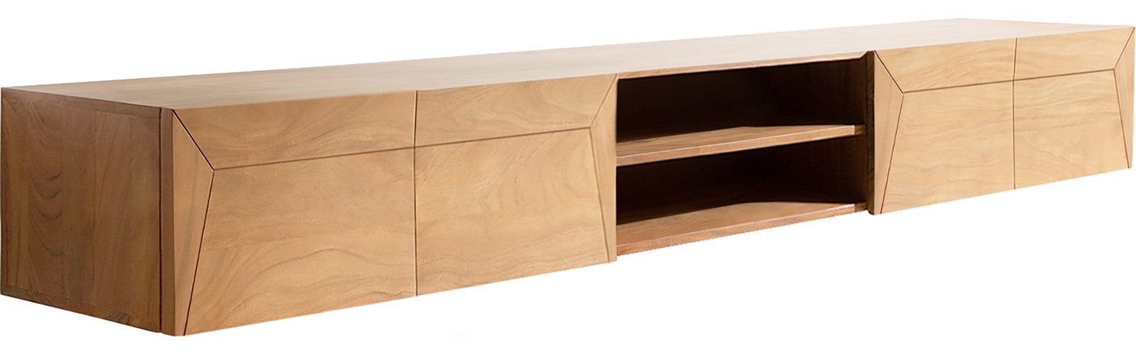 DELIFE Lowboard Kayu, Akazie Natur 240 cm 4 Türen schwebend Lowboard günstig online kaufen