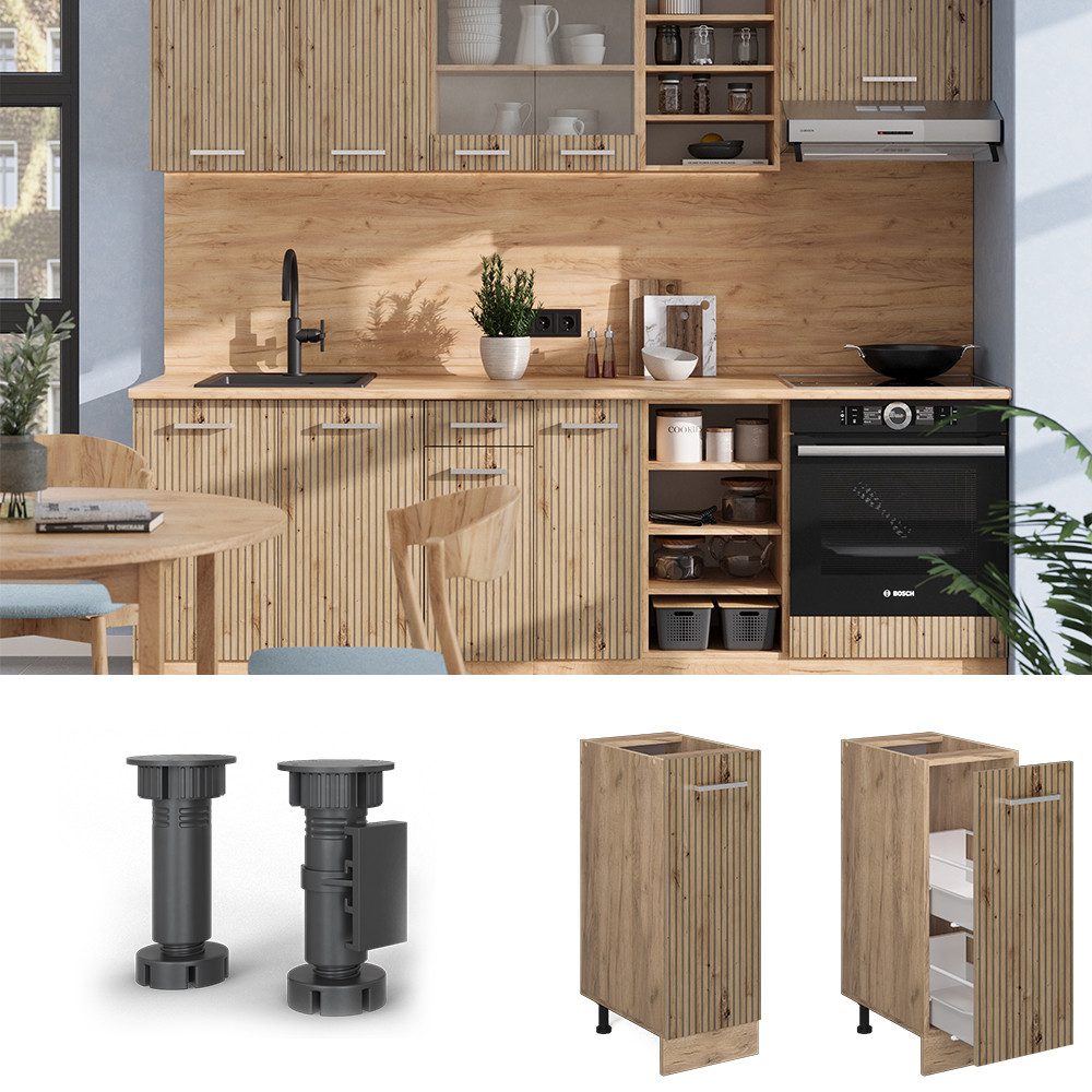 Vicco Apothekerschrank R-Line, Artisan-Eiche/Goldkraft Eiche, 30 cm ohne Arbeitsplatte (1-St)
