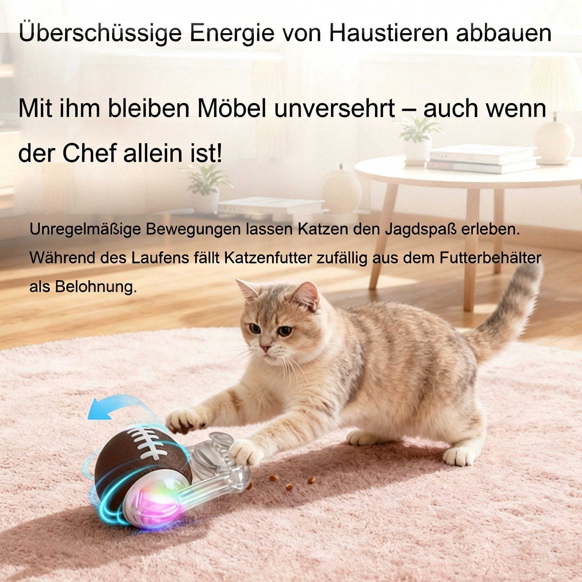 Luckice Snackball Intelligenzspielzeug Hund, Snackball als Beschäftigung und Zahnball, Tier-Intelligenzspielzeug, Interaktiver Hundeball mit Fernsteuerung (1-tlg) Wiederaufladbarer Hundeball mit Anti-Kau-Material & LED-Lichtern
