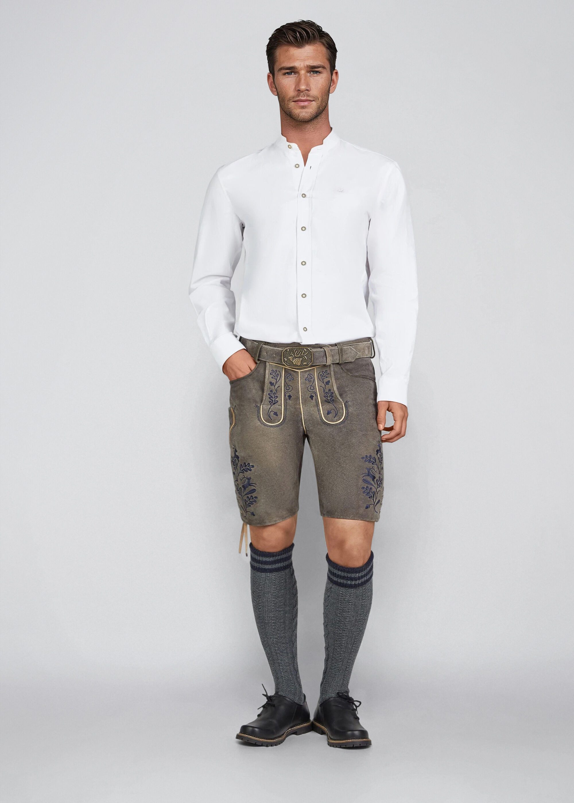 Spieth & Wensky Lederhose Hofmeister mit Stickerei am Beinabschluss