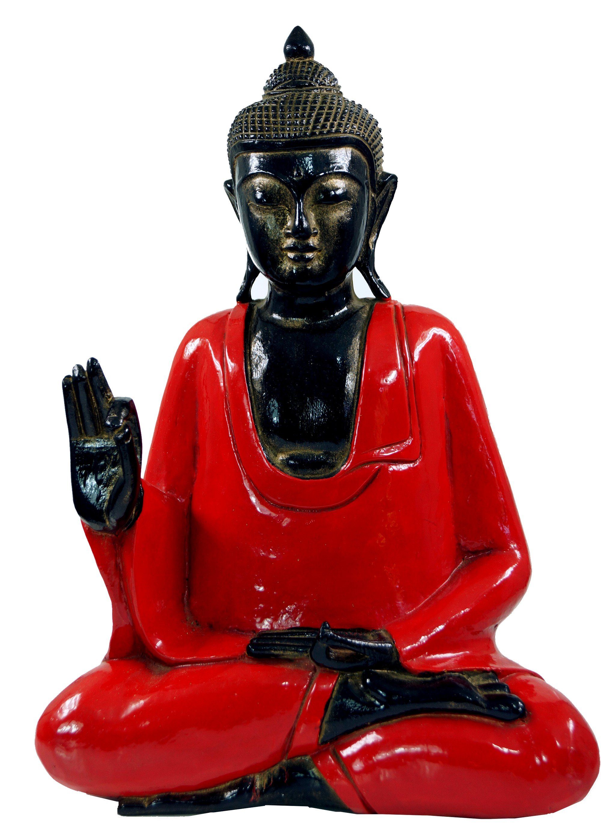 Guru-Shop Buddhafigur Geschnitzter sitzender Buddha im Vitarka Mudra.. rot