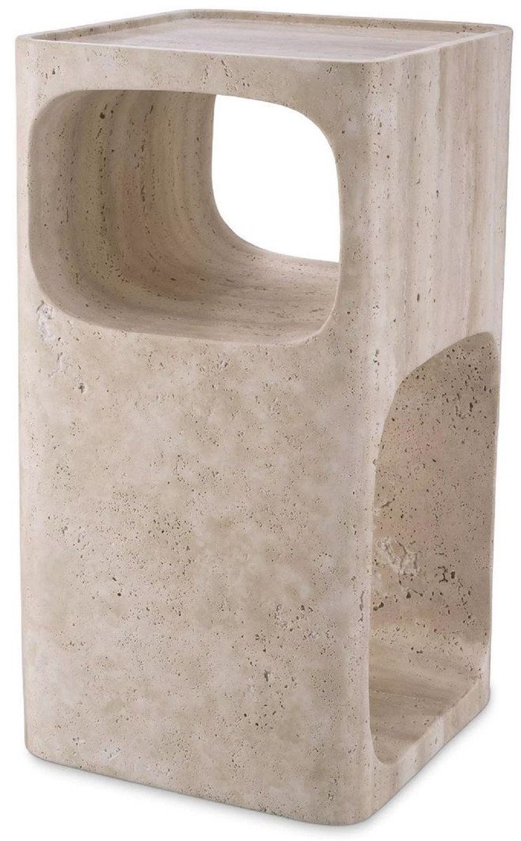 Casa Padrino Beistelltisch Luxus Beistelltisch Beige 30,5 x 30,5 x H. 56,5 cm - Naturstein Beistelltisch - Möbel - Hotel Möbel - Möbel - Luxus Möbel - Luxus Einrichtung