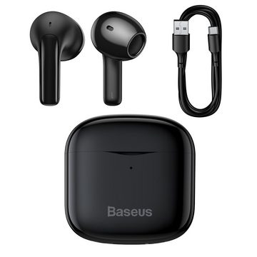 Baseus Baseus E3 Wireless Bluetooth 5.0 Kopfhörer wasserdicht IP64 schwarz Bluetooth-Kopfhörer (5.0, Touch Control, wireless, Bluetooth, Location via an App, 10min Aufladen - 2h Musik, TWS, Bass)
