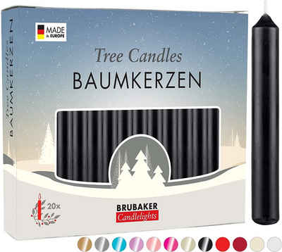 BRUBAKER Tafelkerze Baumkerzen aus Wachs (200er Pack Christbaumkerzen, 200-tlg), rauchfreie und geruchsneutrale Pyramidenkerzen, Wachskerzen für Weihnachtsdekoration, bunte Weihnachtskerzen