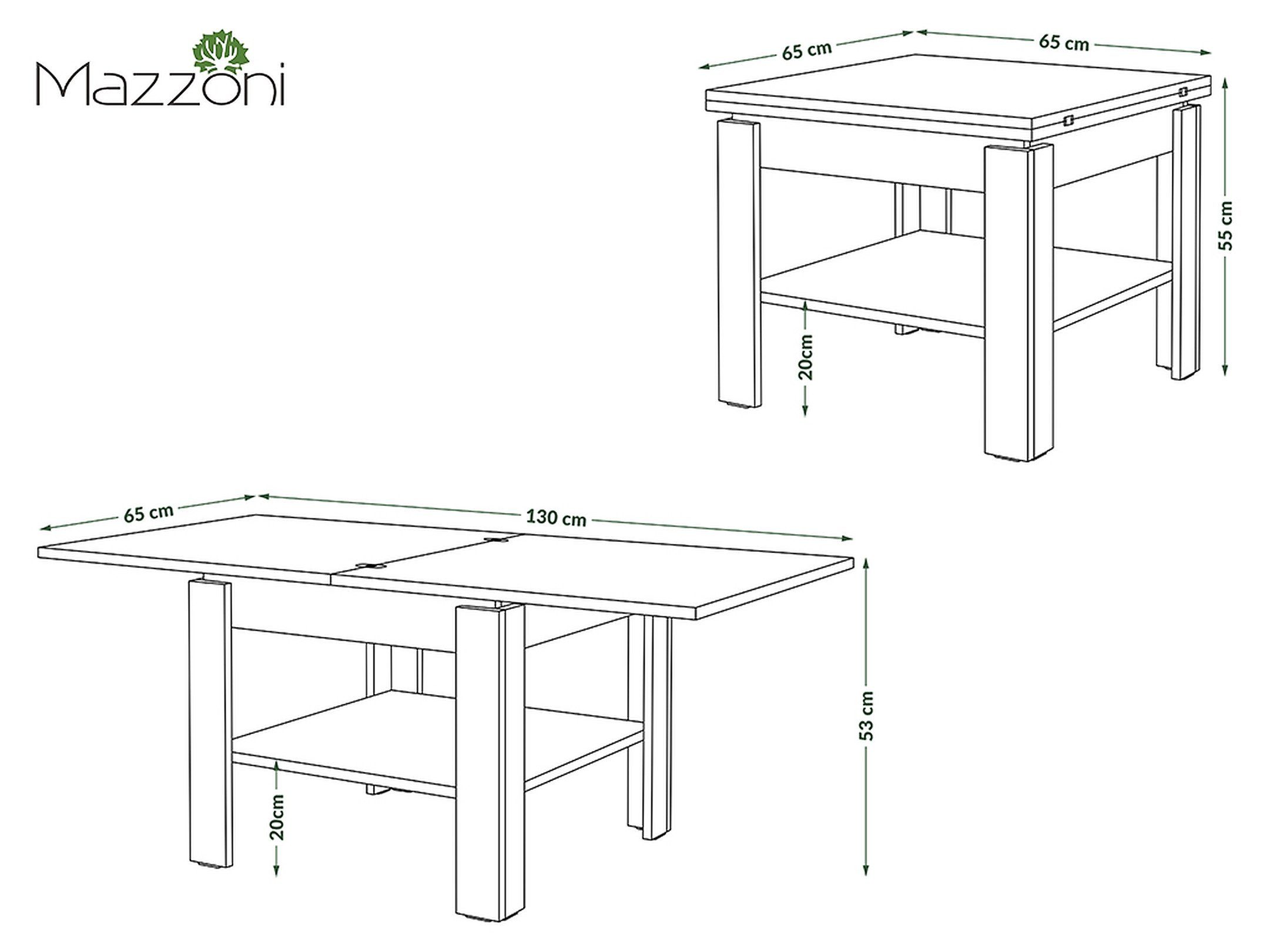 Mazzoni Couchtisch Design Tisch Leo Beton - Weiß matt aufklappbar 65 - 130cm Esstisch