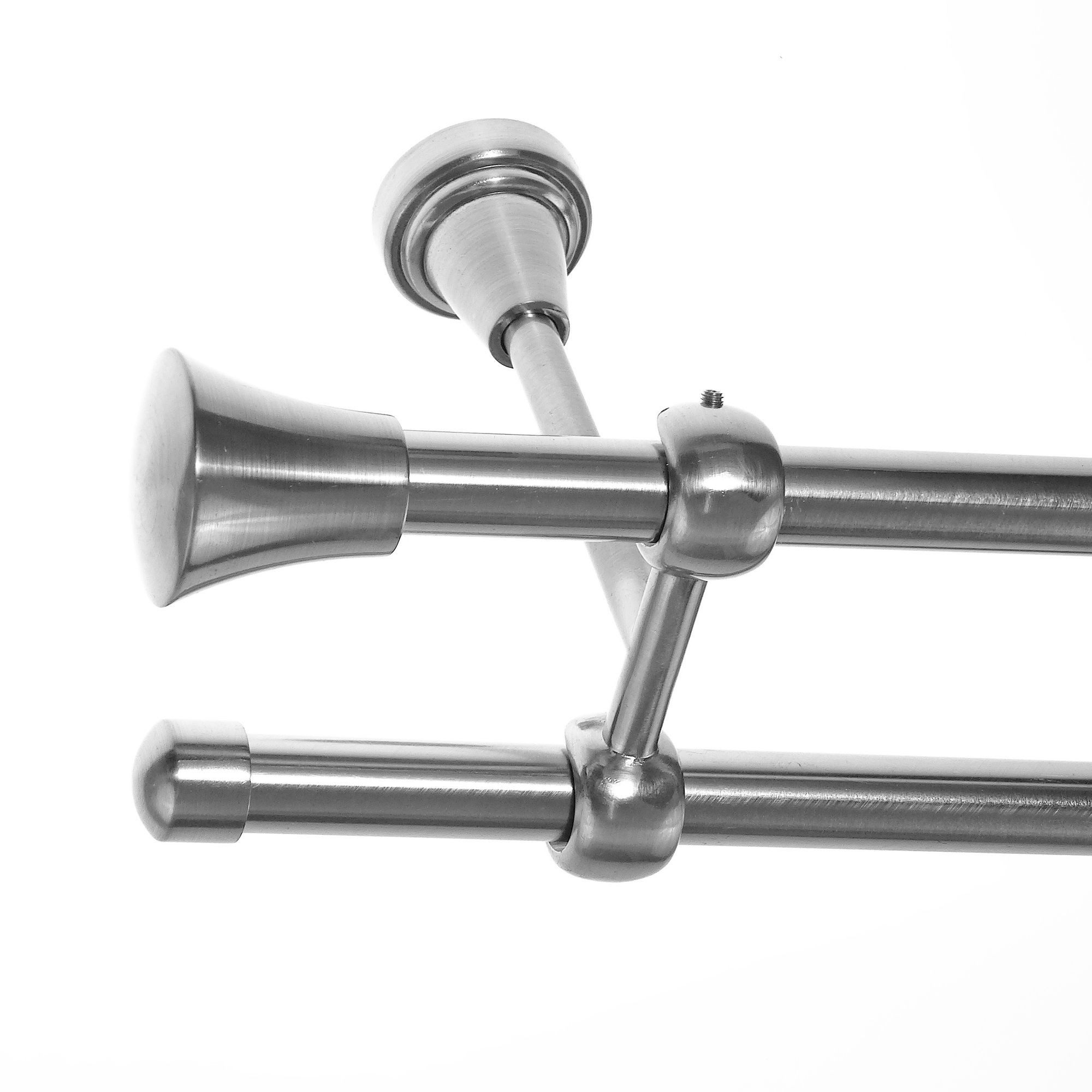 BASIT Gardinenstange Rohr Edelstahloptik 16 mm mit Deckenträgern 600 cm E19, Ø 16 mm, 2-läufig, verschraubt, Metall, D21 600 cm E19 Knauf
