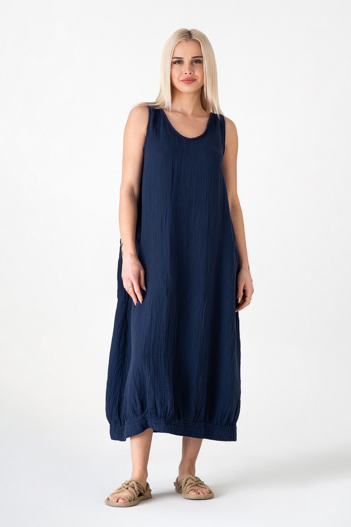 WENOR Sommerkleid Damen Musselin Strandkleid ärmellos günstig online kaufen