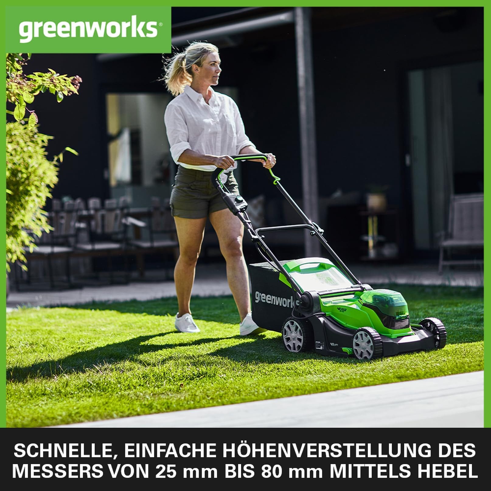 Greenworks Akkurasenmäher Greenworks Rasenmäher 48V 41cm G48LM41K2x mit 2x2Ah Akku