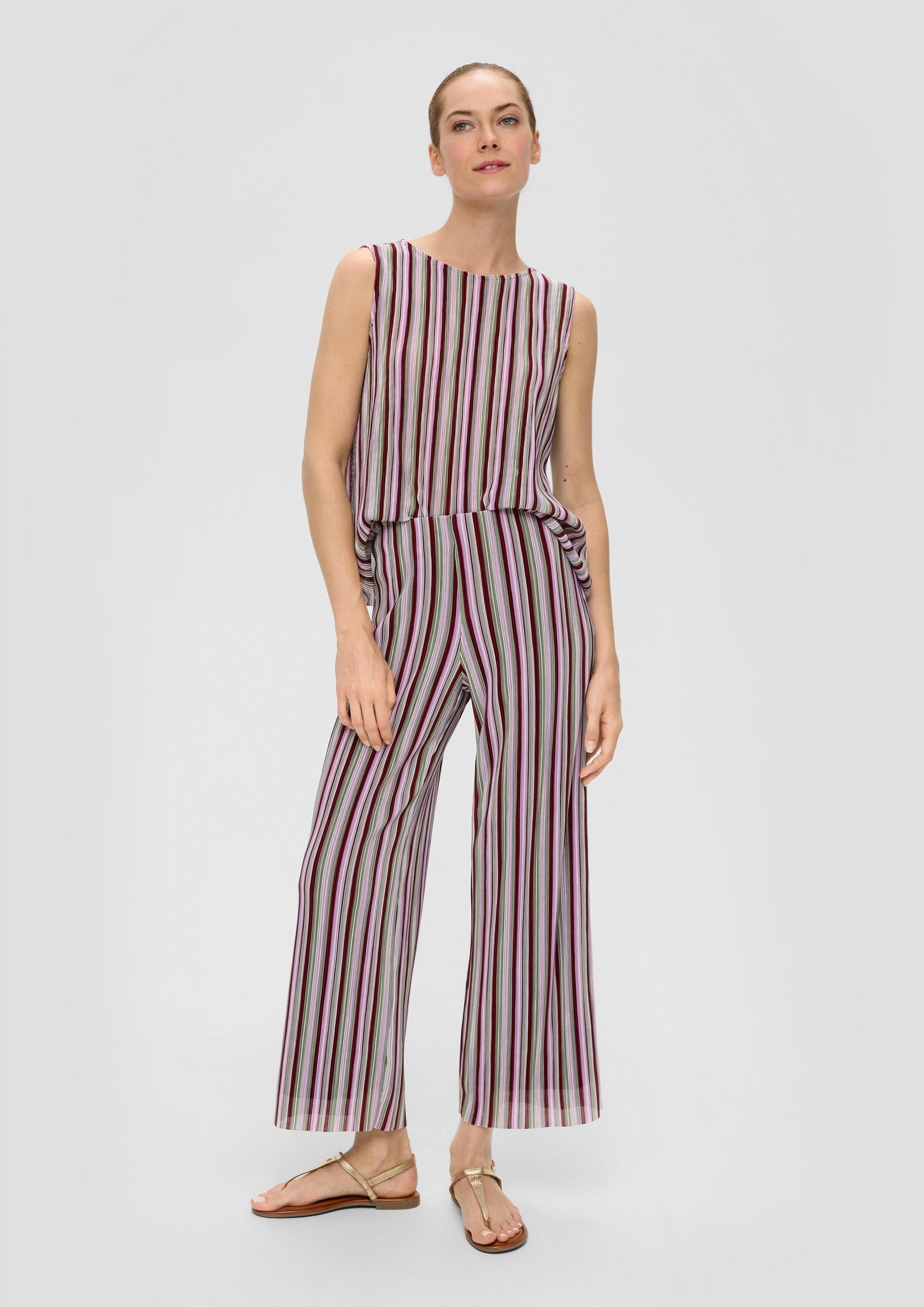 s.Oliver Culotte Hose Gestreifte Wide-Leg-Hose aus Jersey