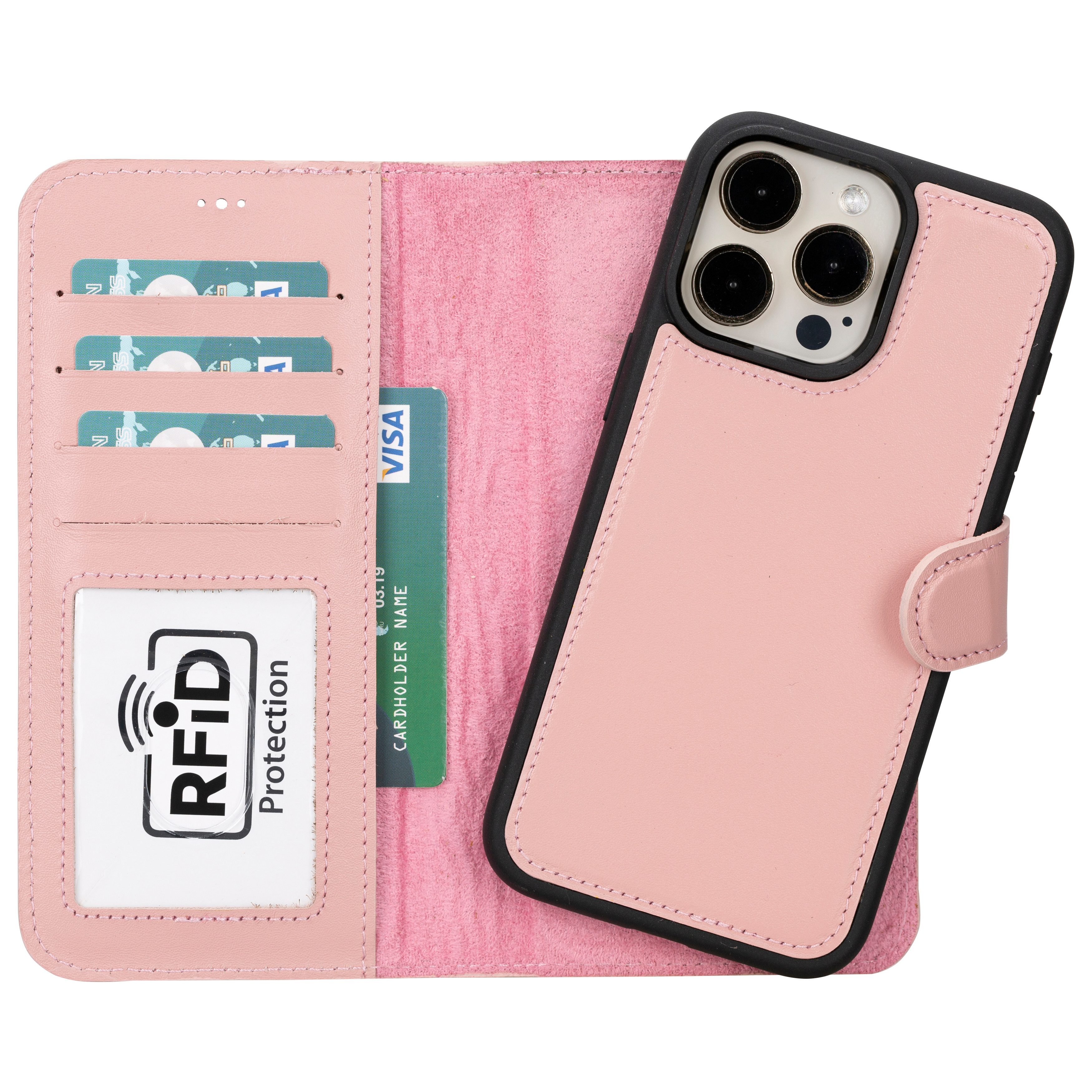 Renna Leather Handyhülle iPhone 16 Alle Modelle Echtes Leder abnehmbare Handyhülle Klapphülle
