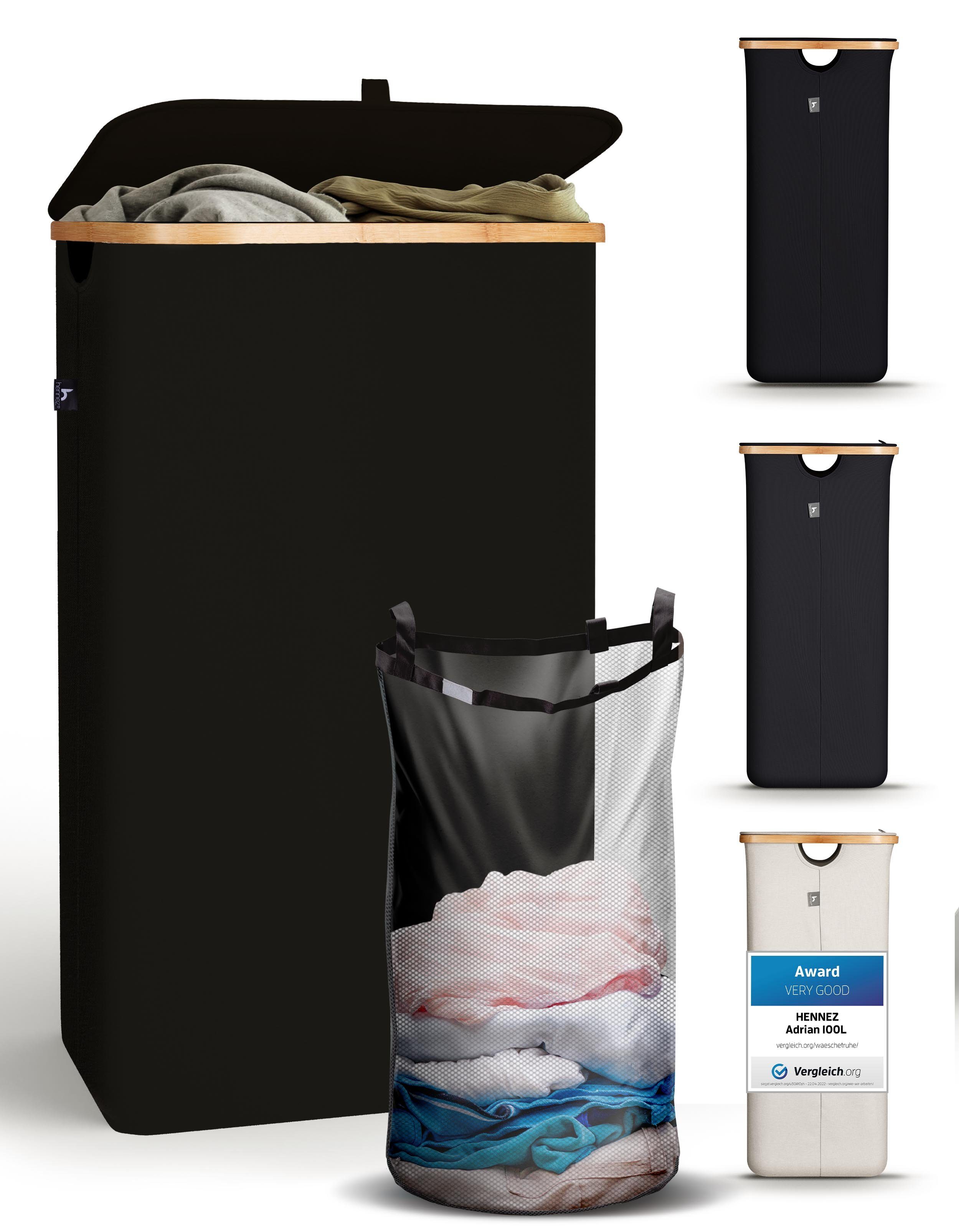 HENNEZ Wäschekorb Aufbewahrungskorb 100L Wasserdicht mit Deckel -  Wäschesammler schmal