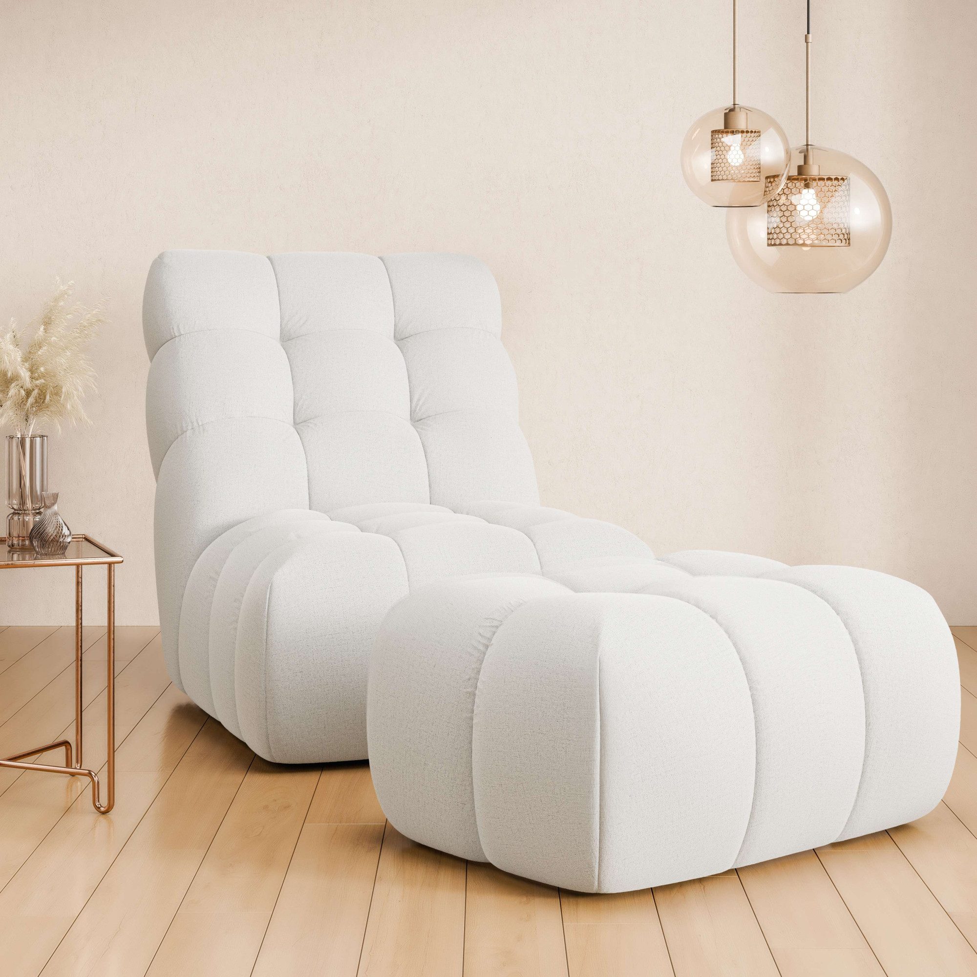 Home affaire XXL-Sessel AURELIAN Loveseat XXL mit Hocker im Set, Lese-Sessel, Relaxsessel, mit Wellenunterfederung, Struktur fein, Struktur grob, Velours