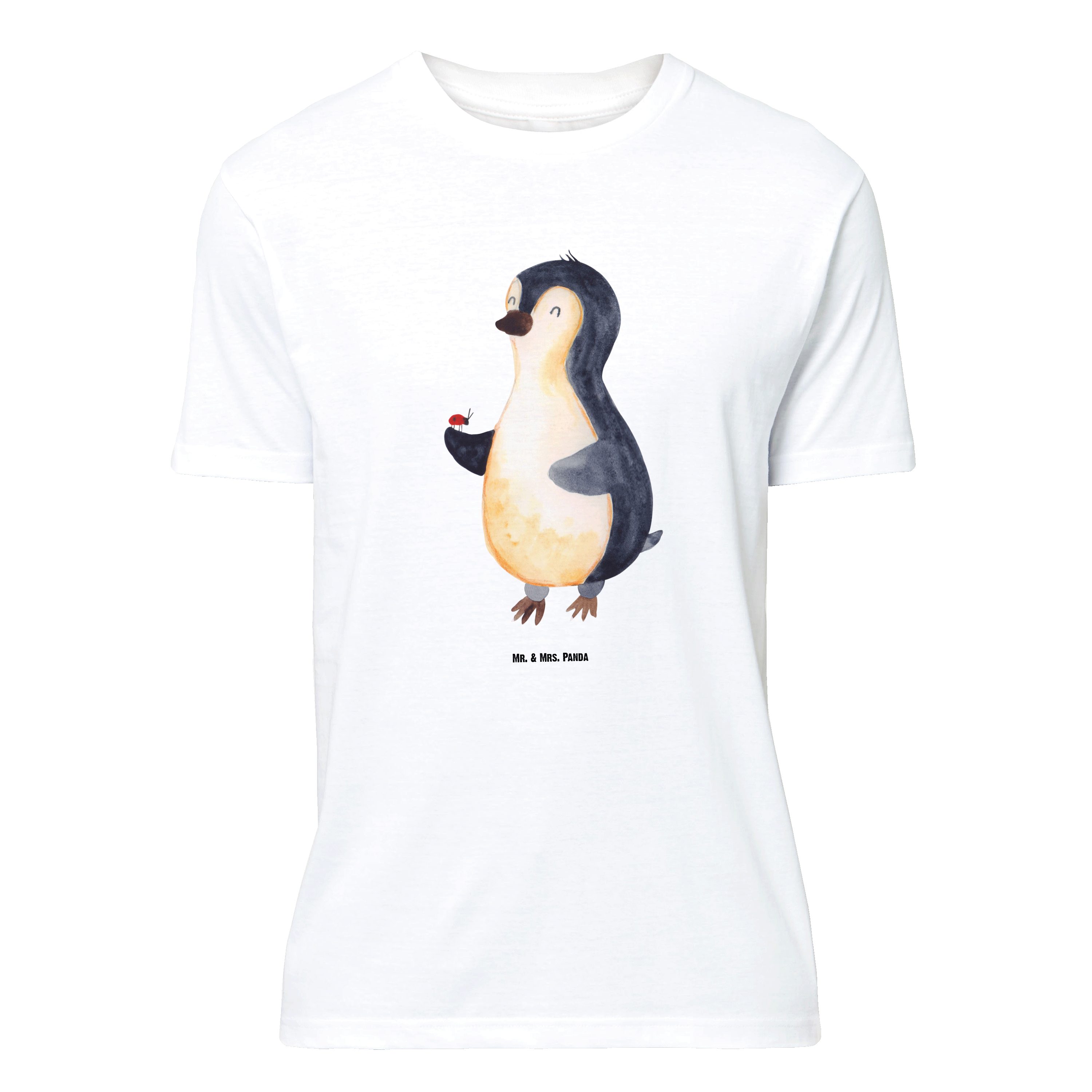 T-Shirt Pinguin Marienkäfer, T-Shirt, Weiß, Freude, Kleine Wunder, Oversize S