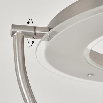hofstein Stehlampe »Rualp« Bodenlampe aus Metall/Kunststoff/Glas in Nickel-matt/Klar/Weiß, 3000 Kelvin, Stehlampe mit integrierten Tastdimmer, LED 17 Watt + LED, 1660 Lumen