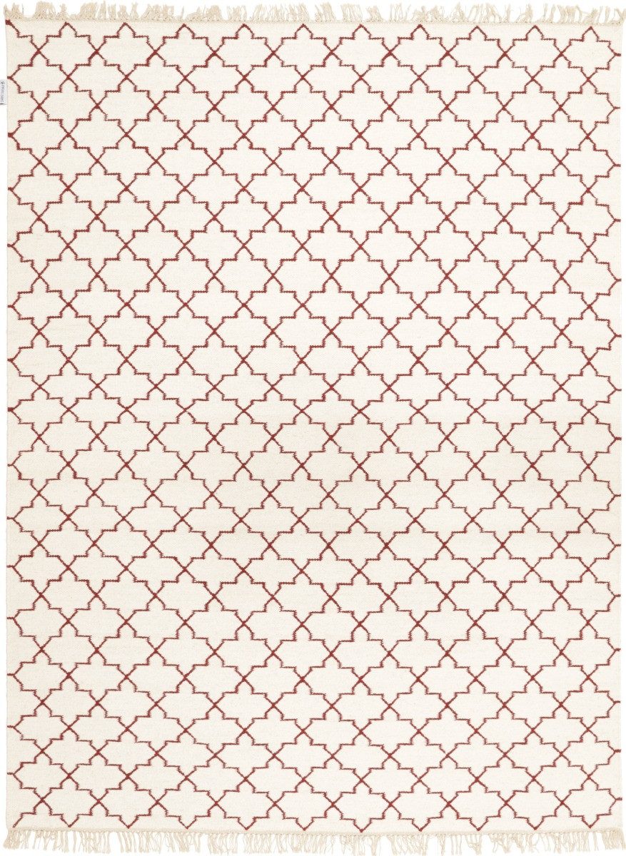 Carpet Avenue Teppich Kelim Dhorri Star - Naturweiß / Rot 230x160, Rechteck, Höhe: 4 mm