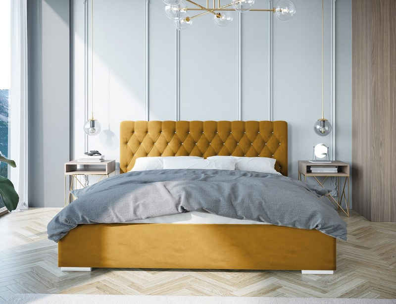 Beautysofa Boxspringbett KLAUS (Bett, Doppelbett), komfortable Liegehöhe, Lattenrost, mit Holzgestell auf Gasflaschen