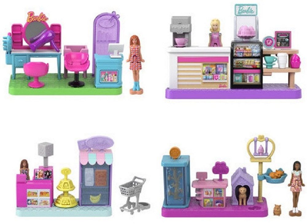 Mattel® Spielfigur Mini BarbieLand Spielset 14x15 cm mit Puppe 4 cm & Zubehör unsortiert, (Spar-Set, 1-tlg), BarbieLand Spielset mit Puppe Zubehör Sammelspaß Artikel nicht wählbar
