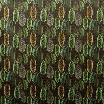 Vorhang SCHÖNER LEBEN. Vorhang Samt Tropical Blätter grün braun creme 245cm, SCHÖNER LEBEN., Smokband (1 St), blickdicht, Samt, handmade, made in Germany, vorgewaschen
