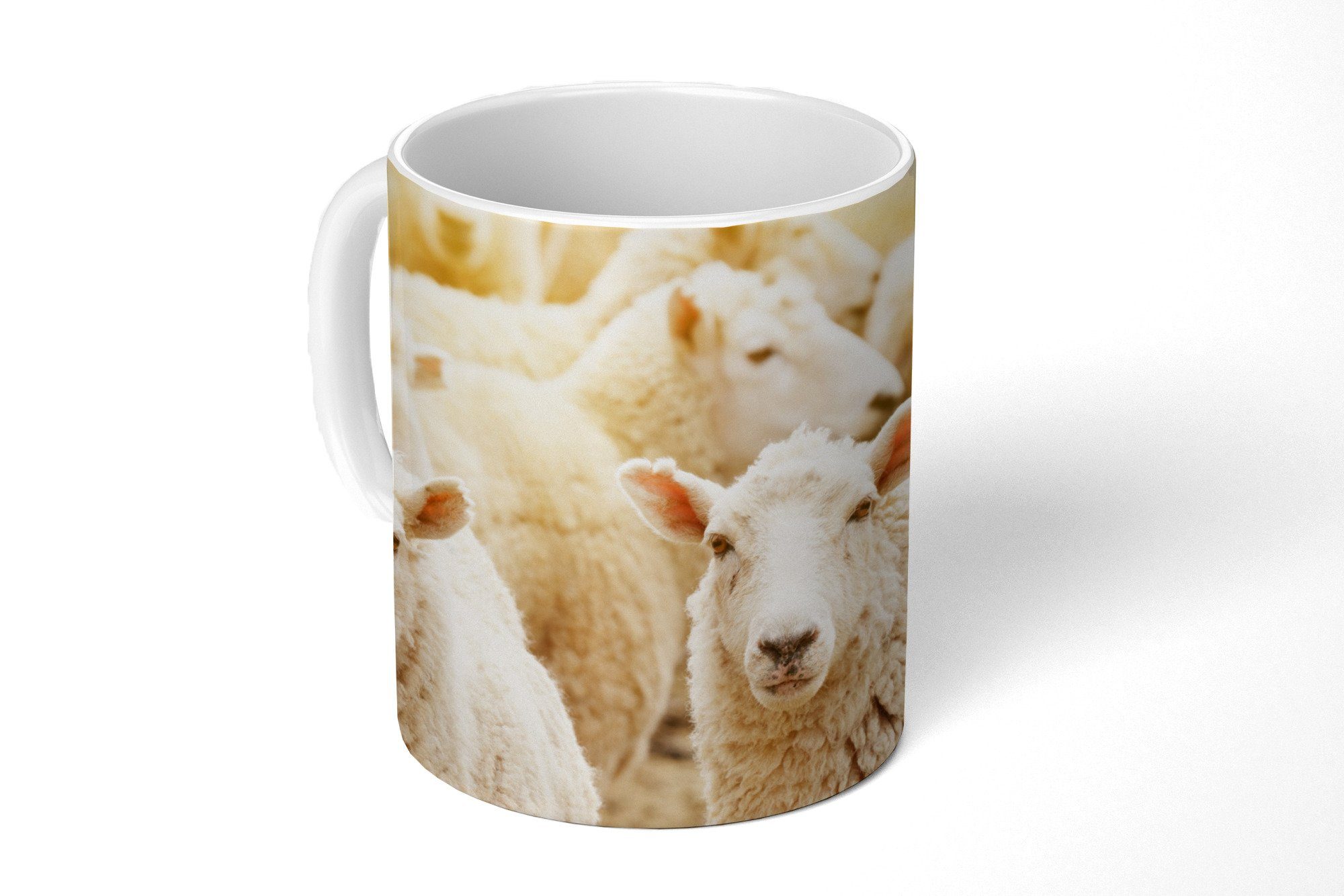 MuchoWow Tasse Schafe - Wolle - Weiß, Keramik, Kaffeetassen, Teetasse, Becher, Teetasse, Geschenk