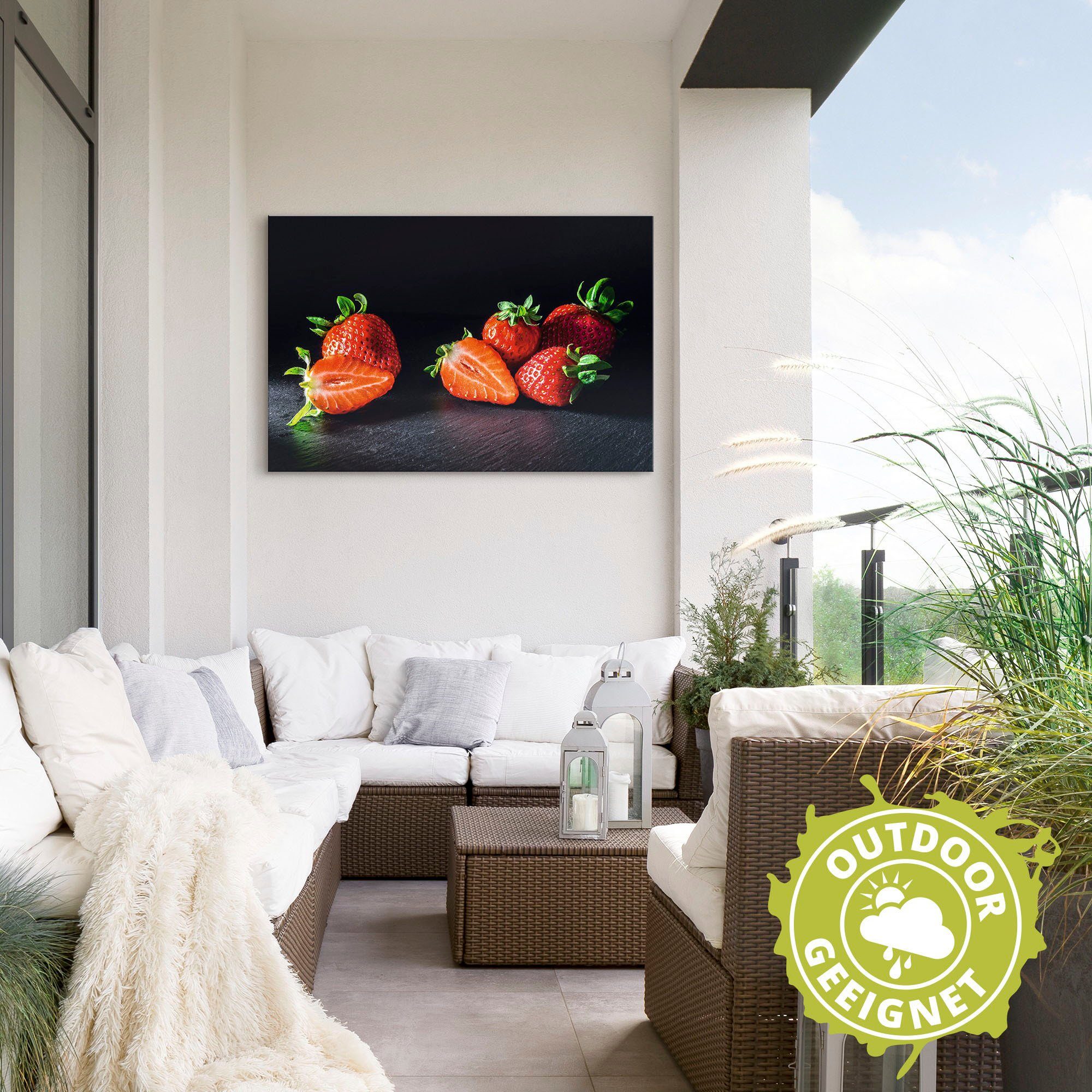 Artland Wandbild »Erdbeeren, süß und fruchtig«, Obst Bilder (1 Stück), in vielen Größen & Produktarten - Alubild / Outdoorbild für den Außenbereich, Leinwandbild, Poster, Wandaufkleber / Wandtattoo auch für Badezimmer geeignet-HomeTrends