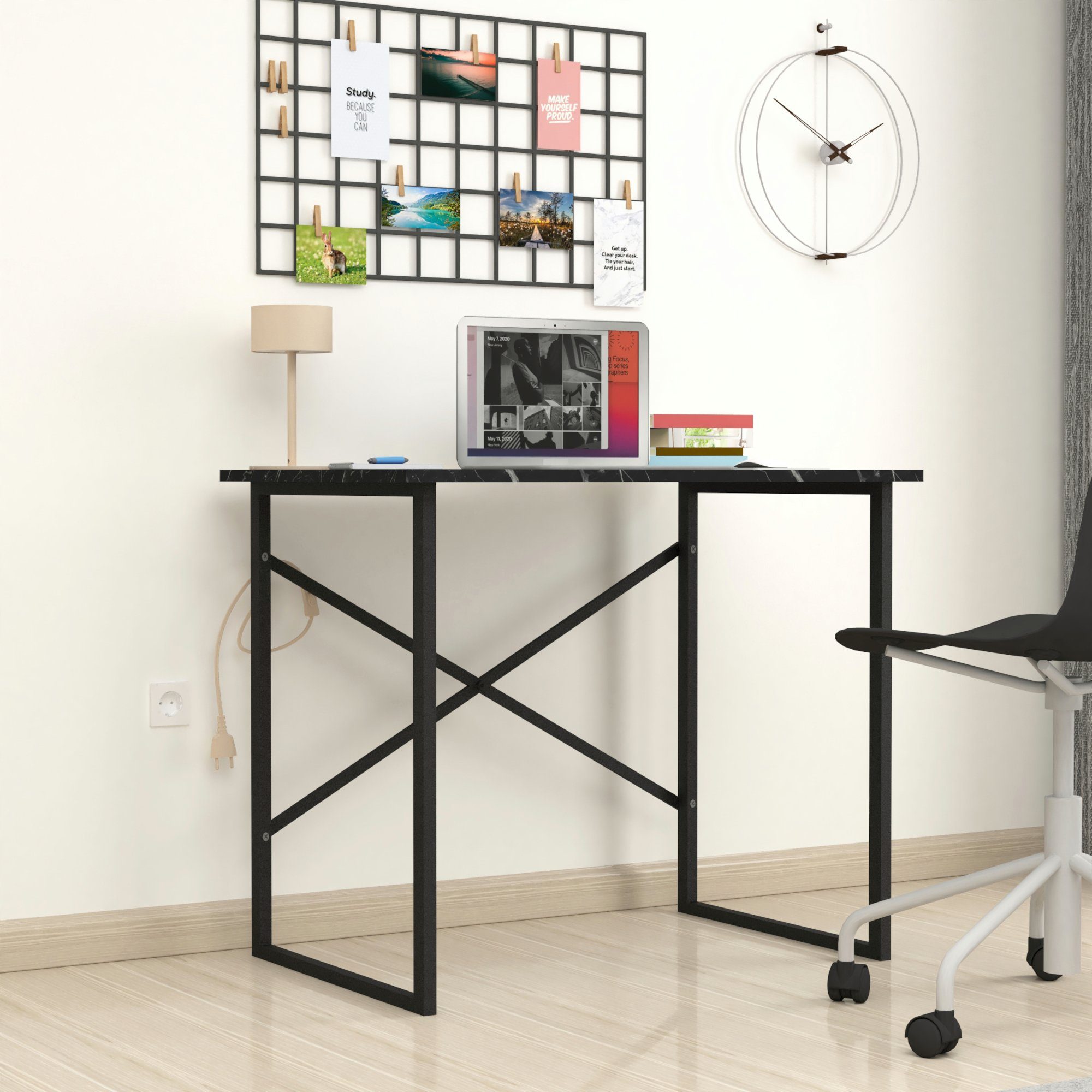en.casa Schreibtisch, »Tjeldsund« Computertisch 75x90x60cm Marmor, günstig online kaufen